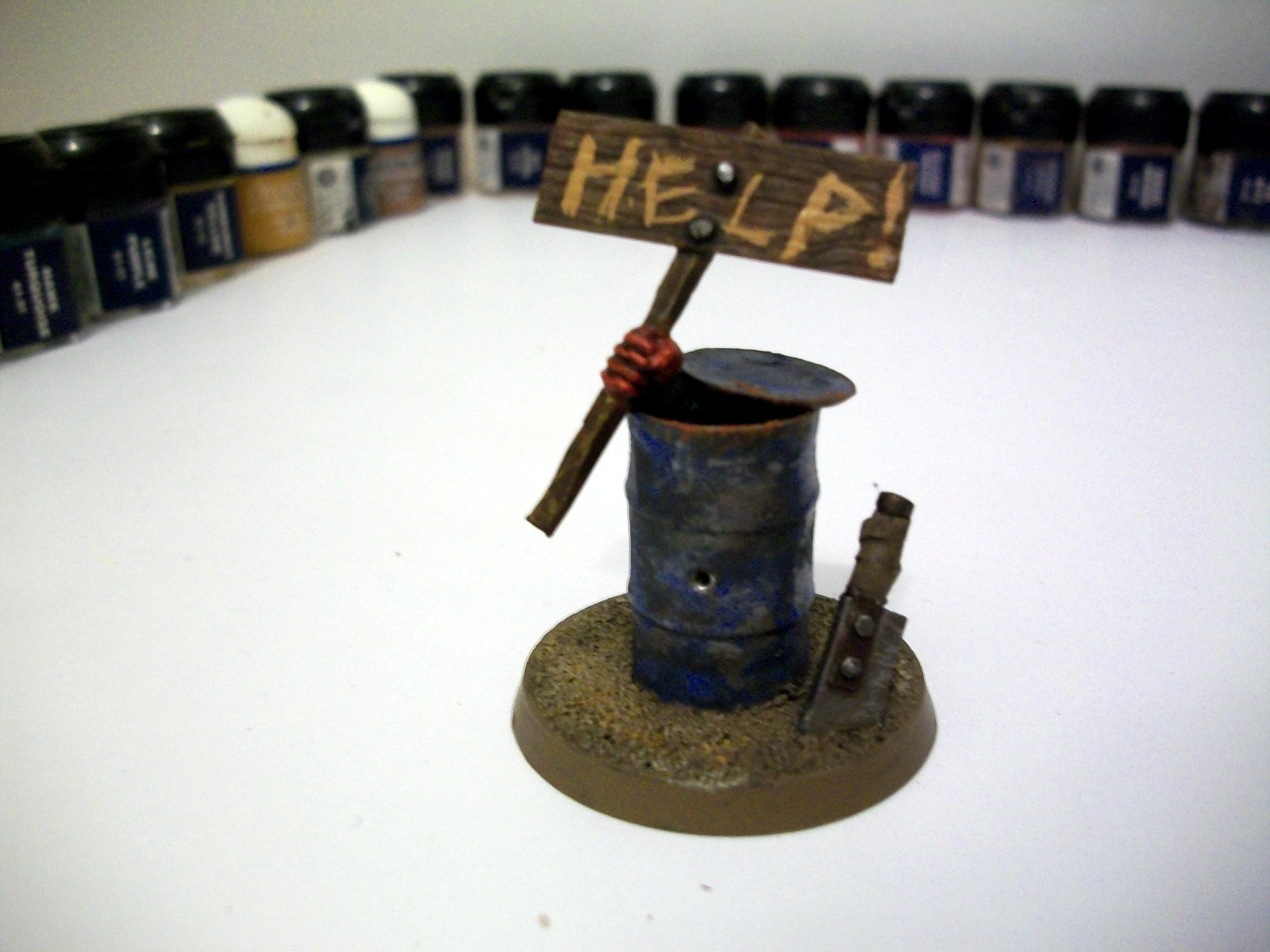 Barrel, Help, Humour, Marker, Objective Marker, Orks, Sign
