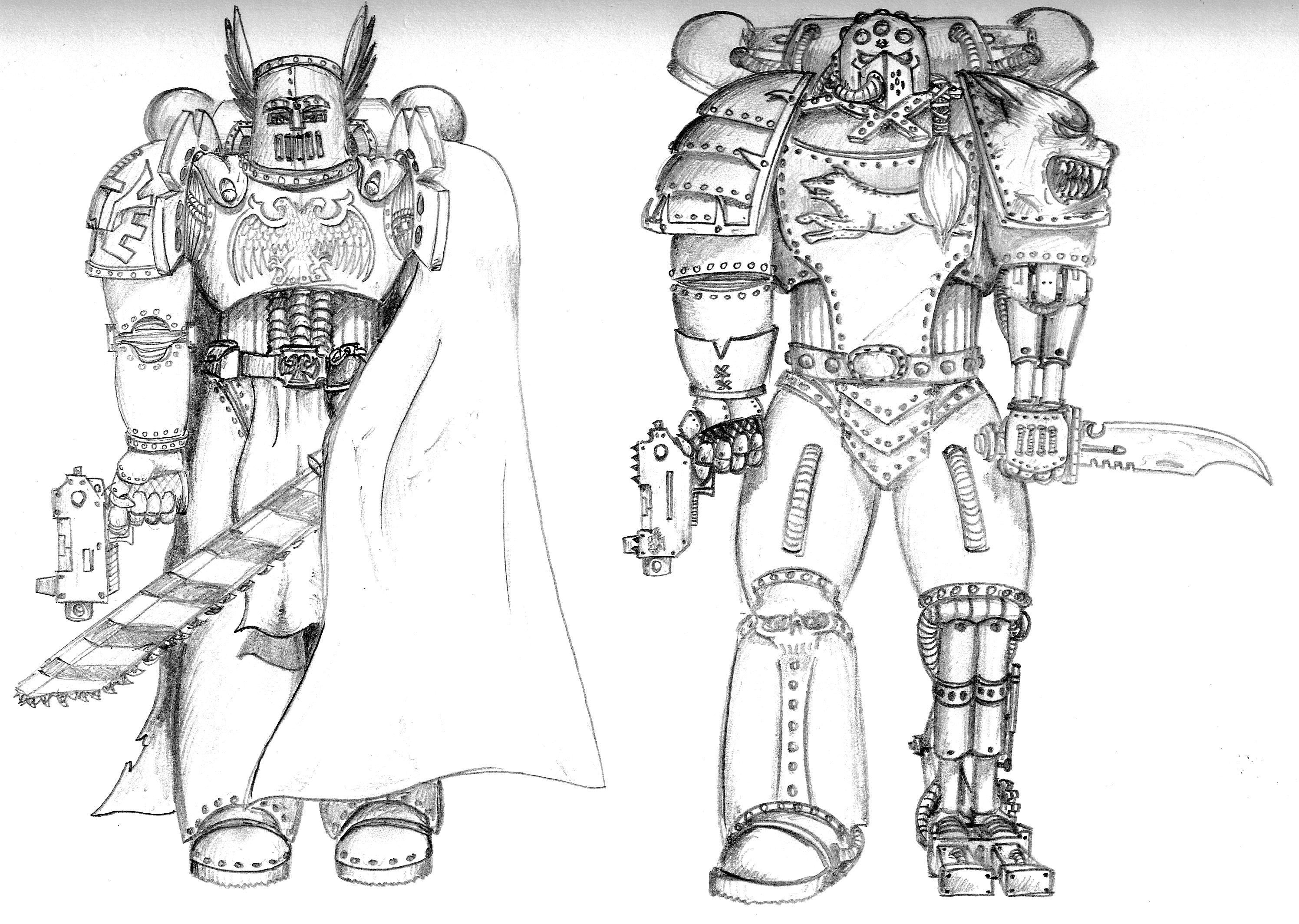 80´s, Artwork, Chaos, Chaos Space Marines, Conversion, Daemons, Drawing, Drawings, First Edition, Old, Old Style, School, Space Marines, Style