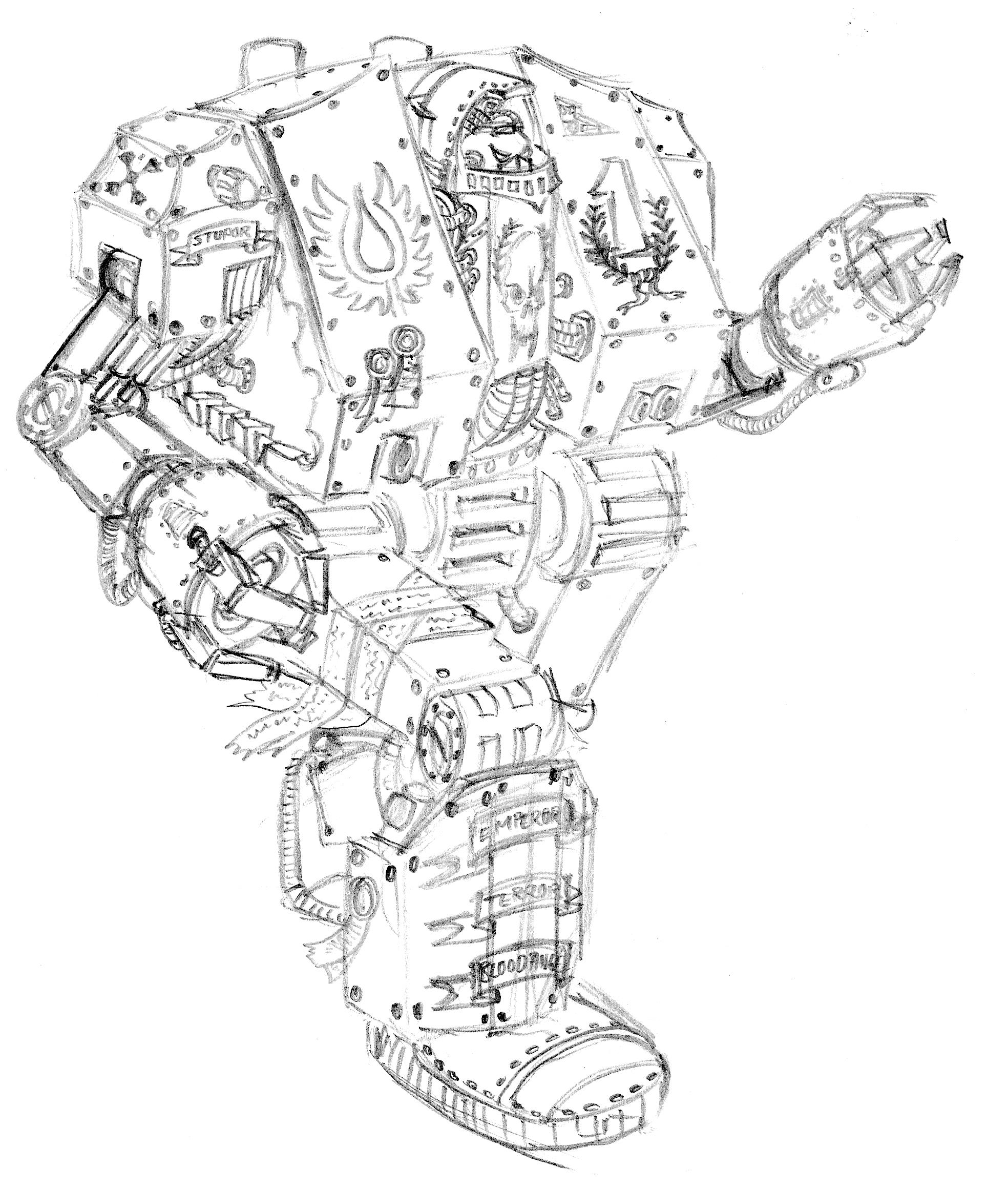 80´s, Artwork, Chaos, Chaos Space Marines, Conversion, Daemons, Drawing, Drawings, First Edition, Old Style, Space Marines