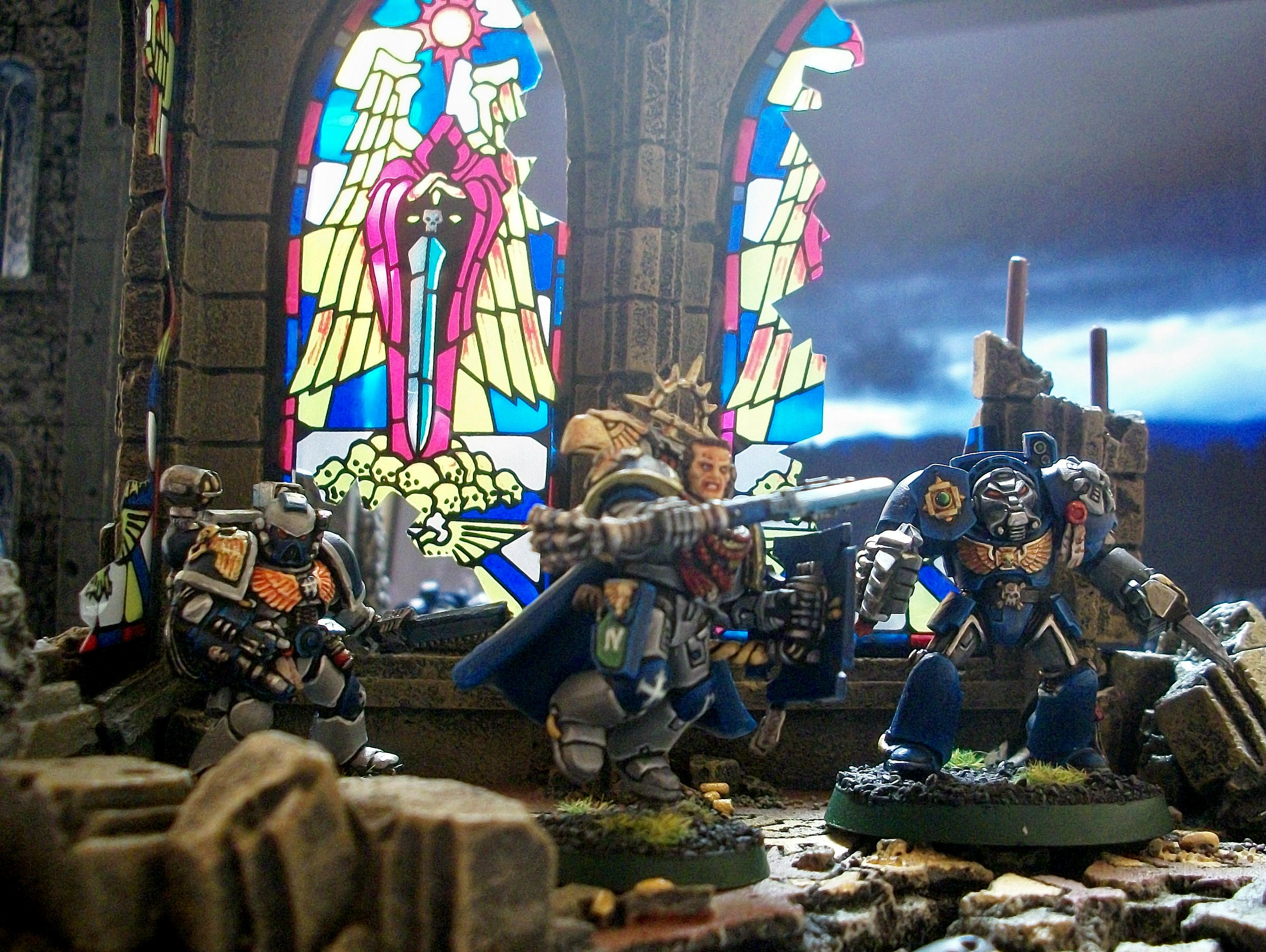 Space Marines, Terminator Armor, Urban Scenery, Warhammer 40,000