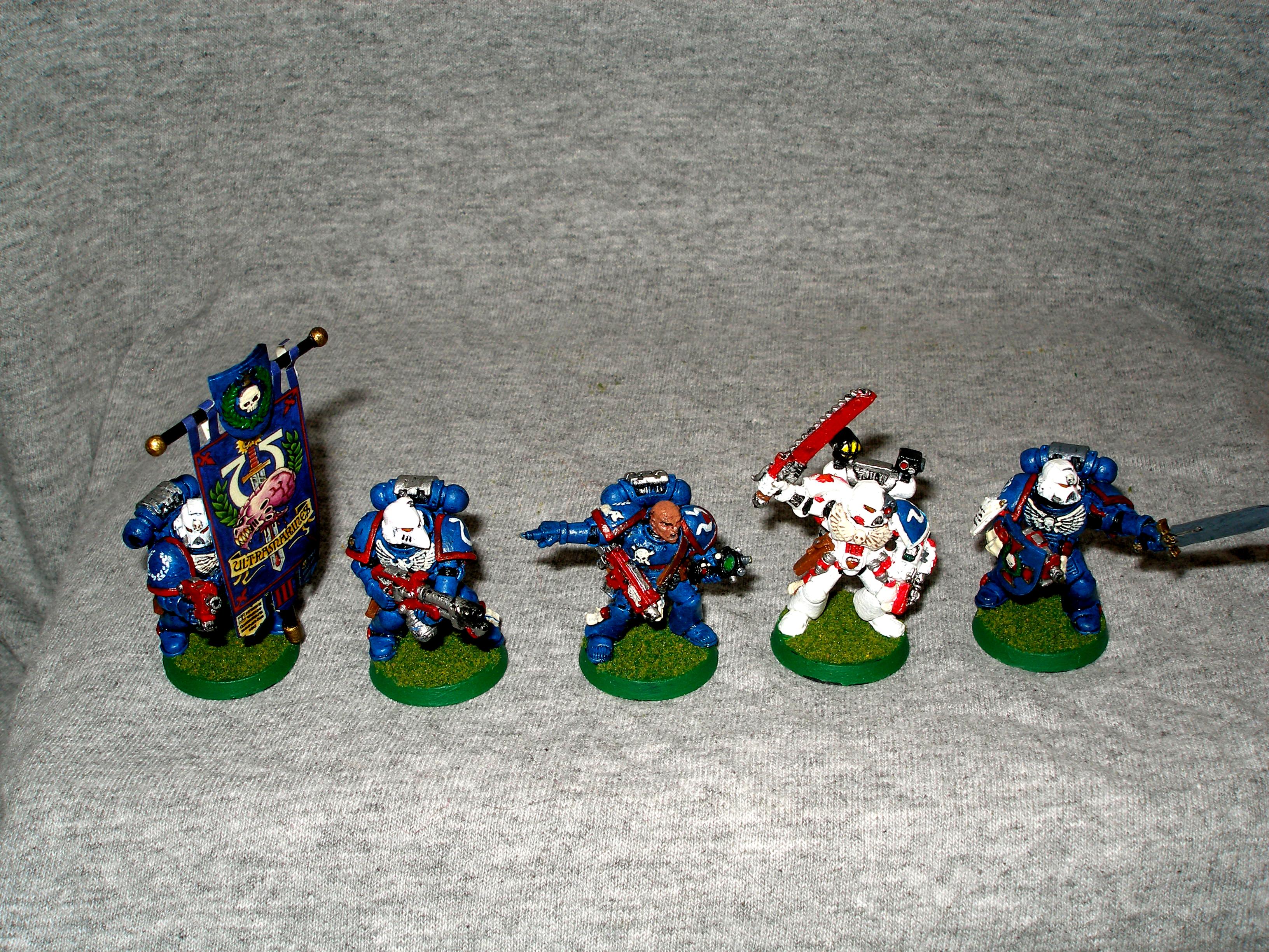 Apothecary, Banner, Command Squad, Space Marines, Ultramarines, Warhammer 40,000