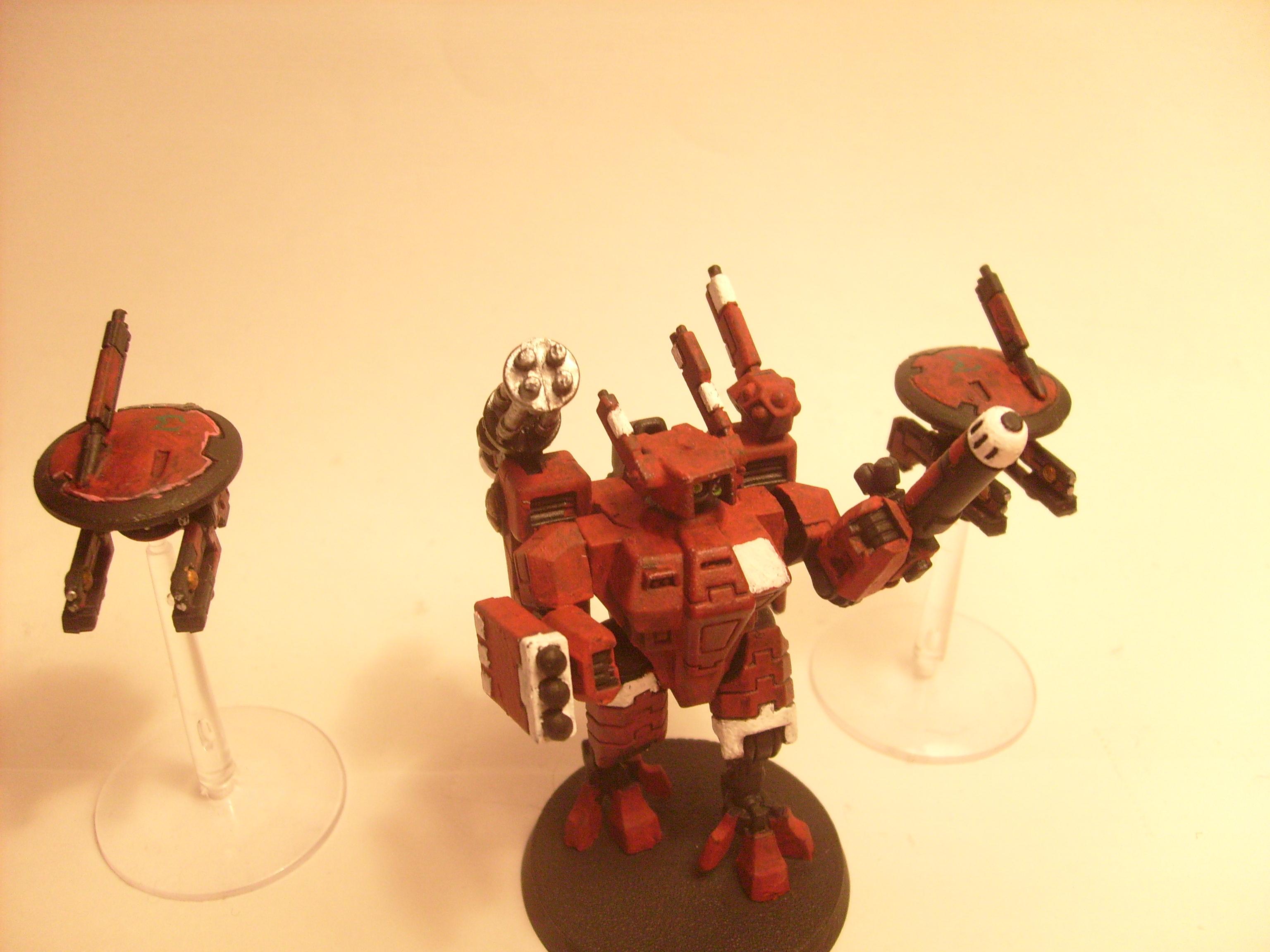 Battle, Crisis Battlesuit, Drones, Red, Suit, Tau