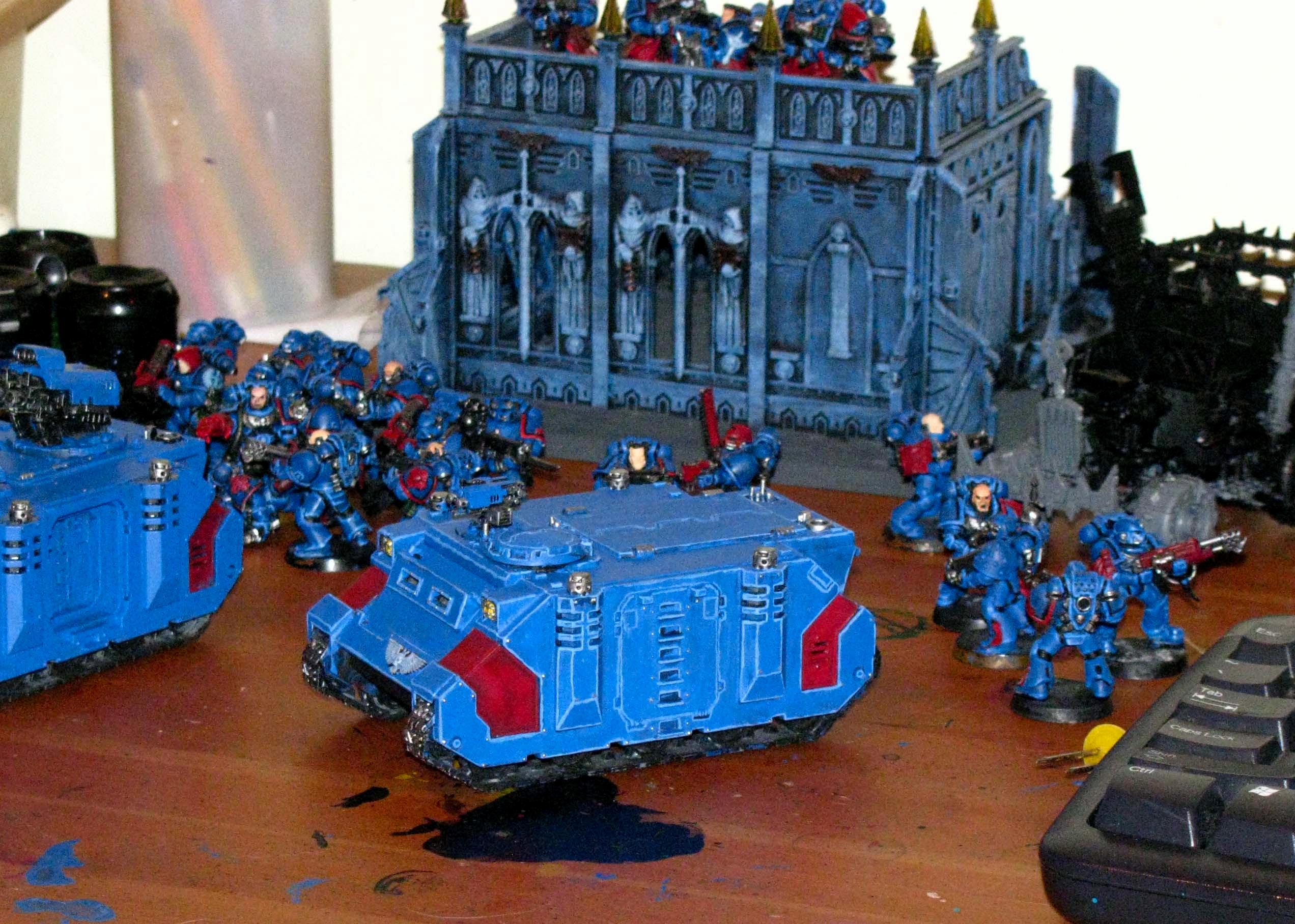 Crimson Fists, Painting, Rhino, Space Marines, Work In Progress