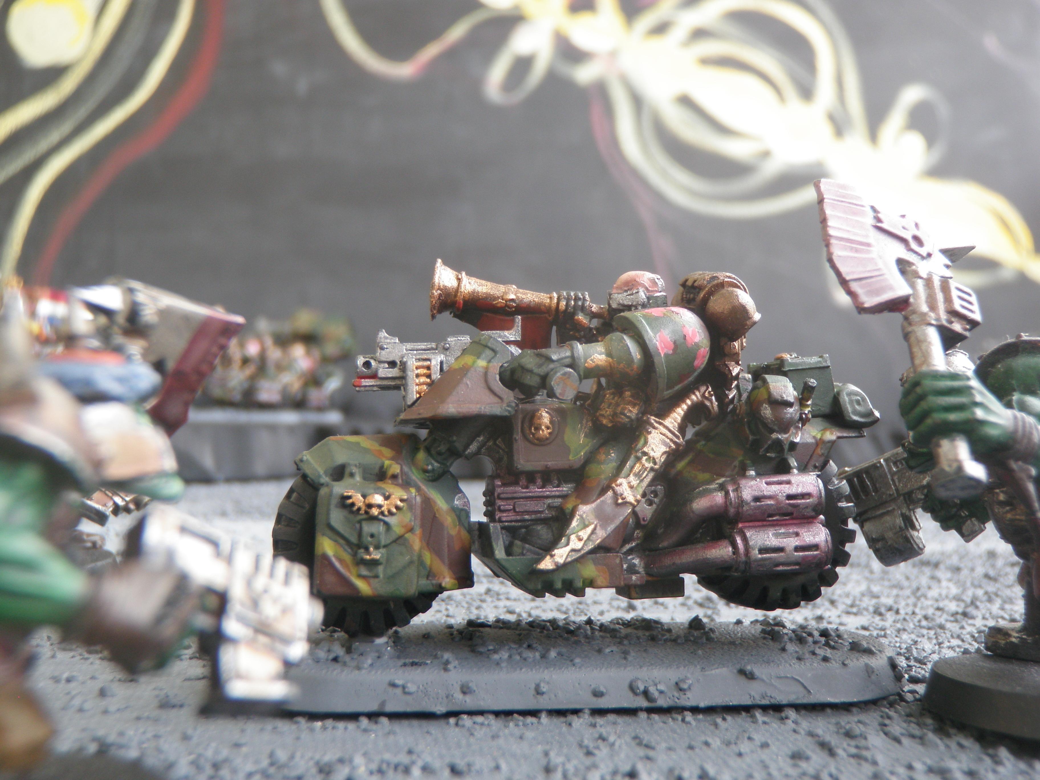Bike, Camouflage, Horns, Space Marines, Trumpet