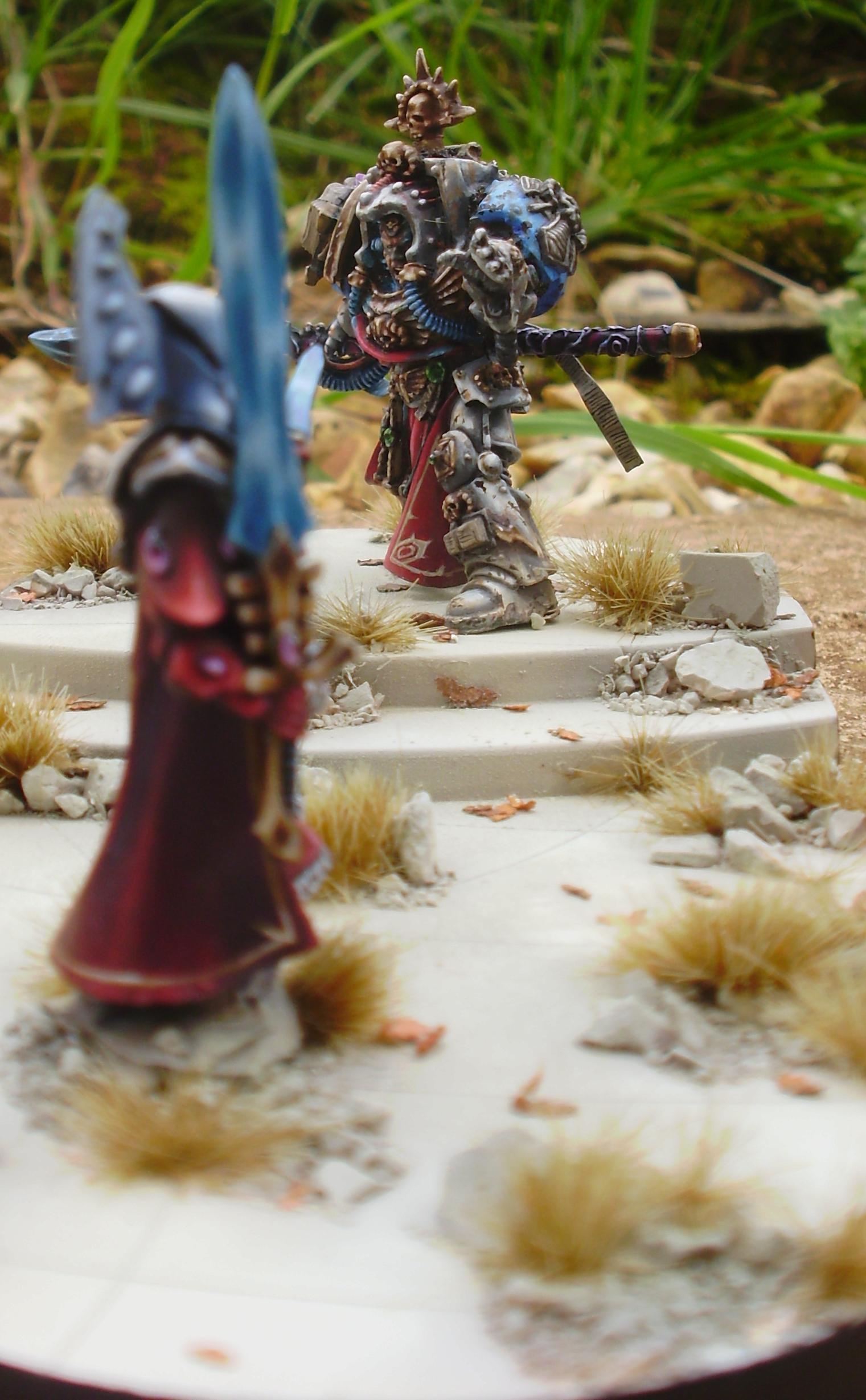 Duel, Eldar, Farseer, Librarian, Space Marines, Terminator Armor
