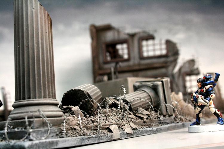 Close up of the rubble barricades