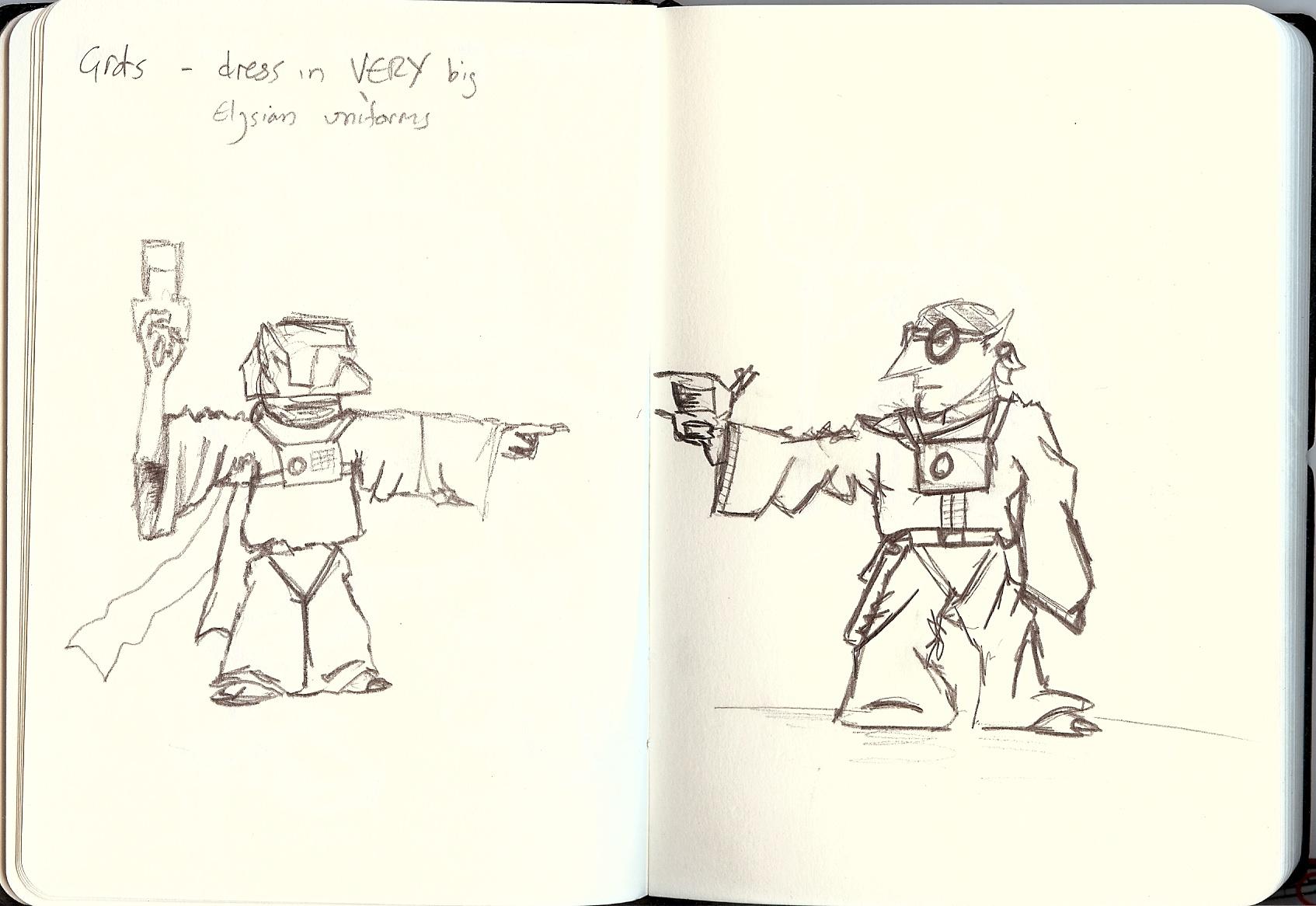 Concept, Drawing, Grots, Orks, Sketch