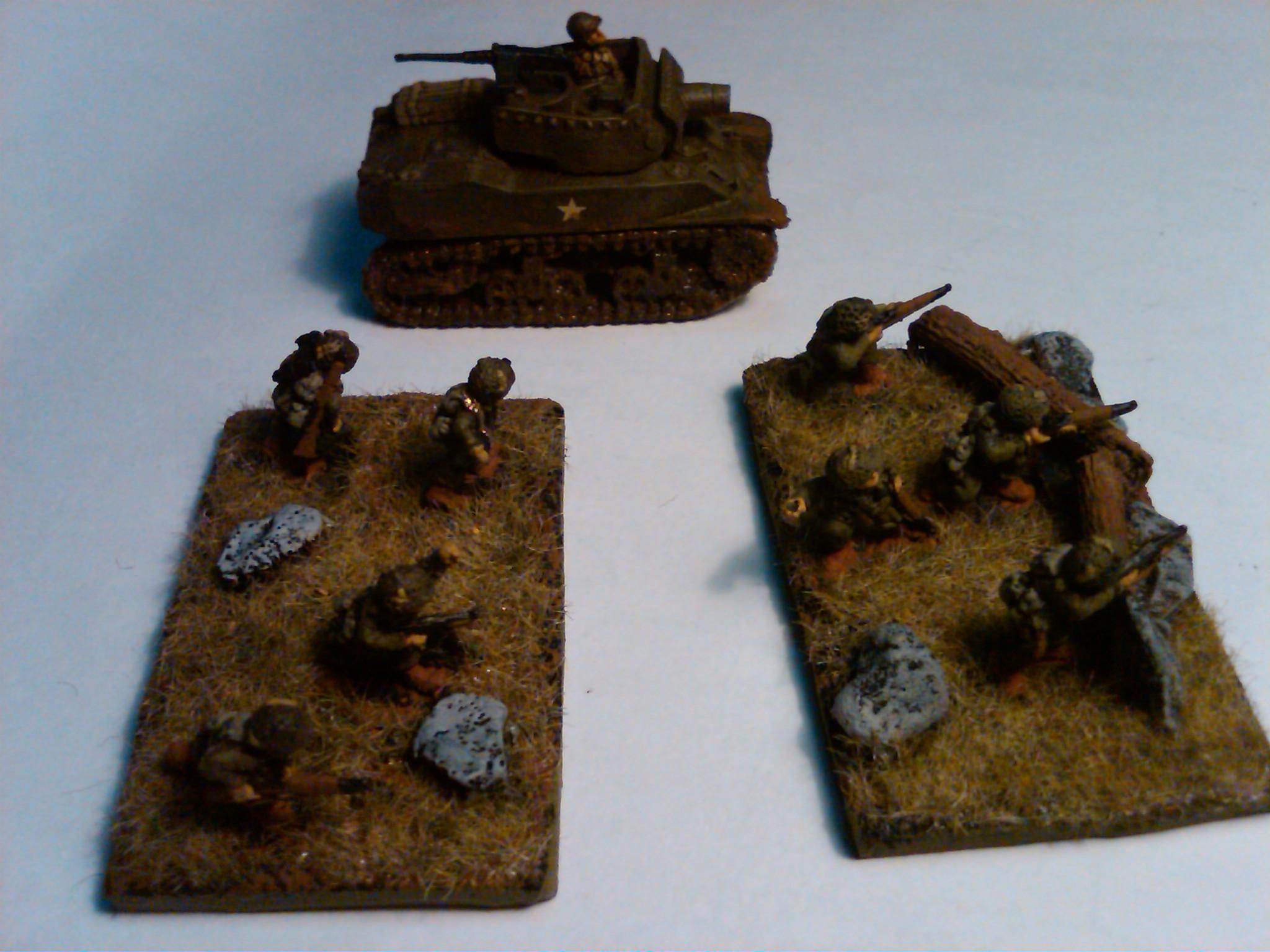 World War 2, M8 Scott supporting US paratroopers
