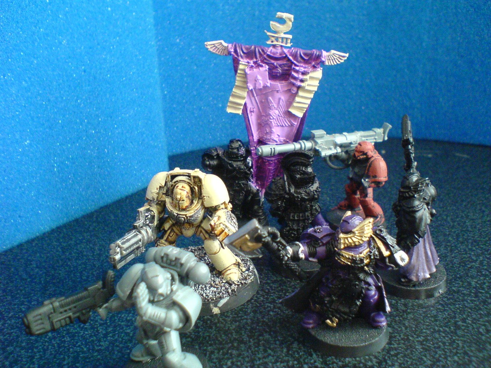 My works in progress - PlasGun, Honour Guard, Donated Term w/ AssaultCan and a blue peter style Lascannon