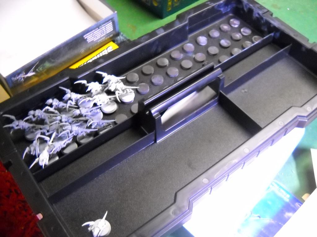 rows of mag glued on tray