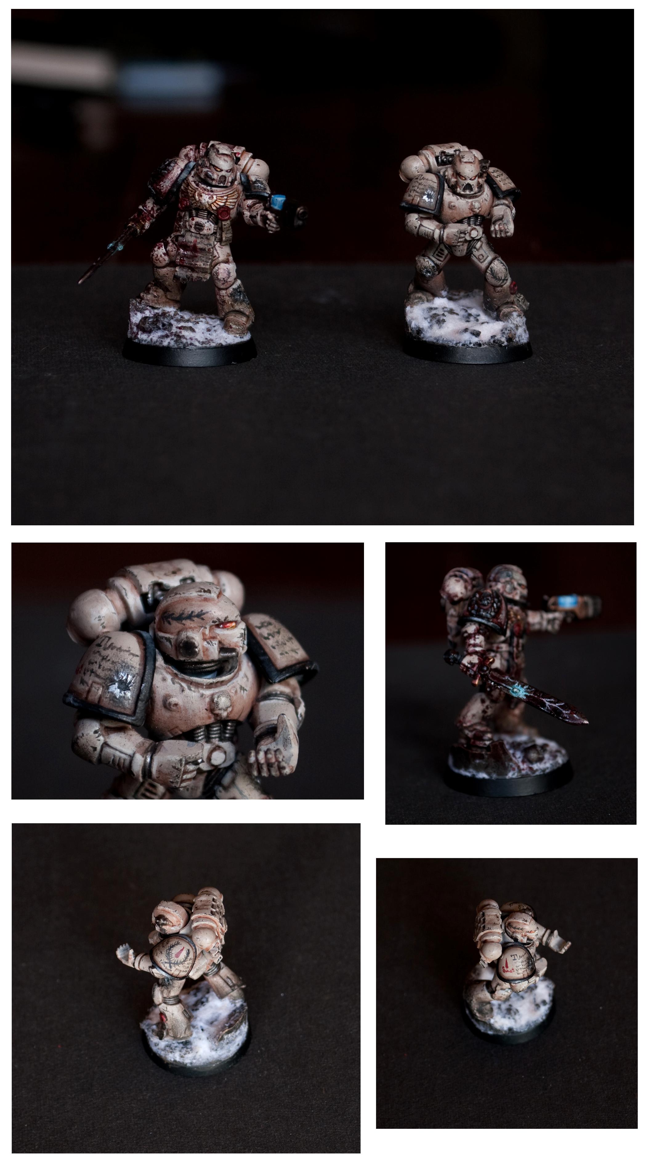Battle Damage, Blood Angels, Fading, Freehand, Shading, Snow, Space Marines, Warhammer 40,000