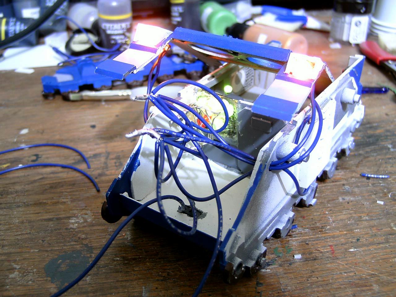 LED, Lighting, Rhino, Space Marines, Ultramarines, Warhammer 40,000, Work In Progress