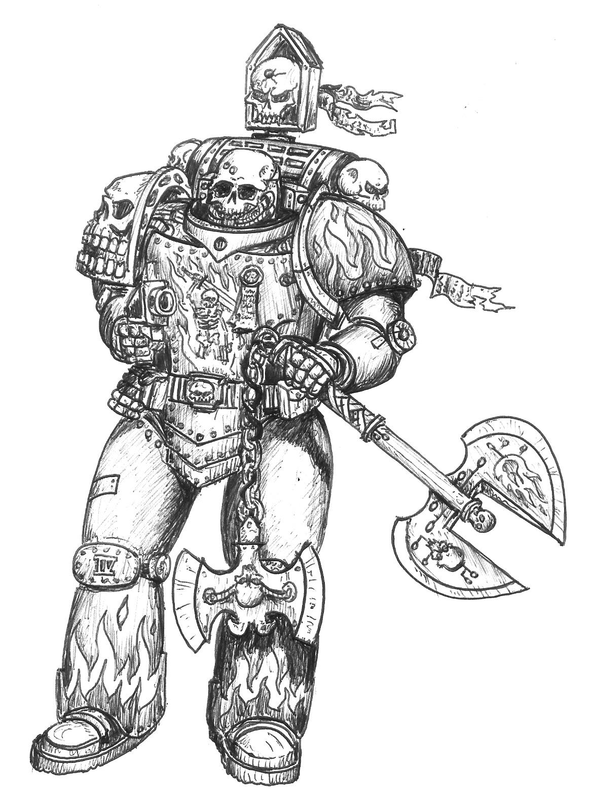 80´s, Artwork, Chaos, Chaos Space Marines, Conversion, Daemons, Drawing, Drawings, First Edition, Old, Old Style, School, Space Marines, Style
