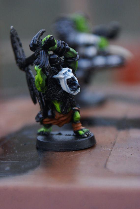 My weirdboy, white face and all. There's a fluffy reason for this, he believes that powdering his face with the bones of the enemy will confer him protection from Mork. Or possibly Gork
