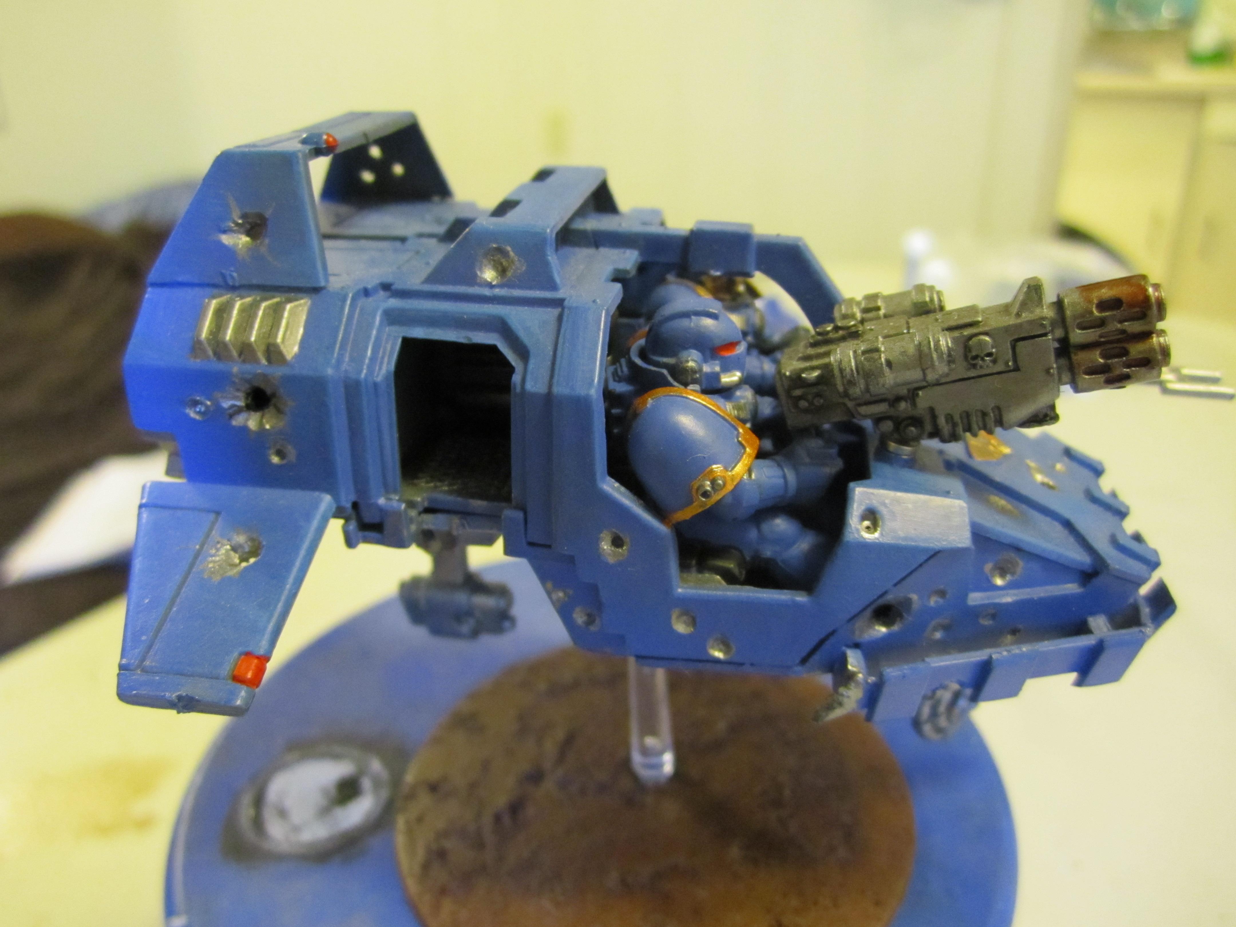 Battle Damage, This speeder survived 1750pts of tau fire for 1 whole round, it also killed almost a whole fire team with one flamer shot. Priceless