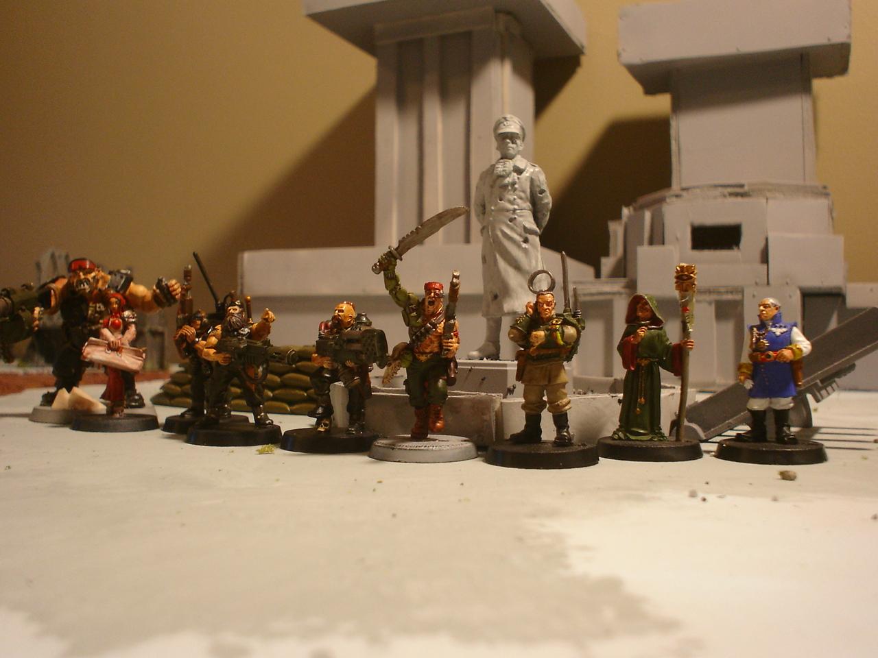 Col Straken and his Company Command squad (Bodygaurd, medic, melta, Heavy Flamer, Advisors)
