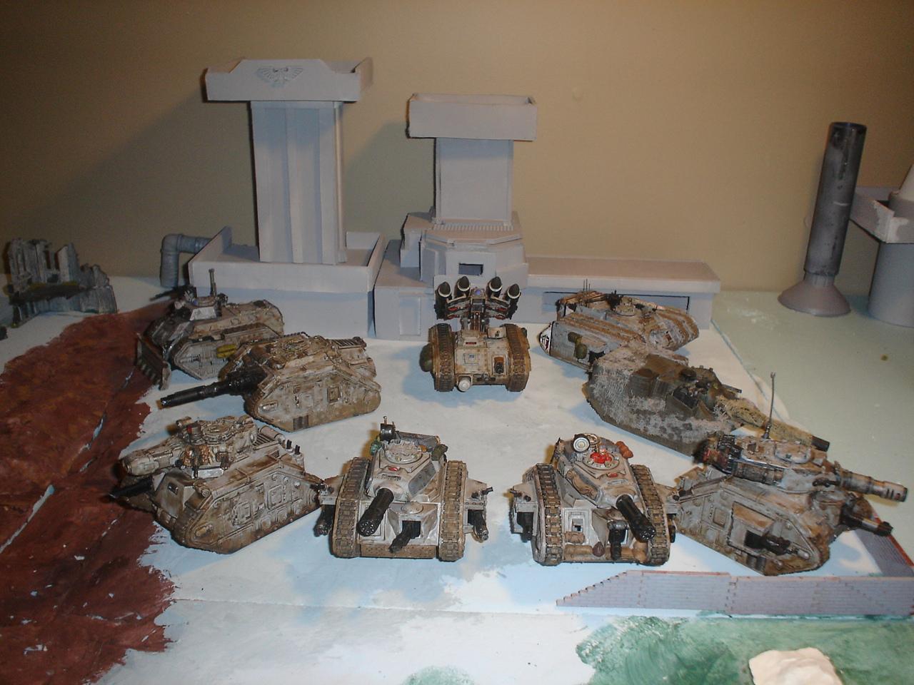 2 Punishers, 1 Leman Russ MBT, 1 Executioner, 1 Manticore, 2 Tank Destroyers , 1 command Chimera and 1 Standard Chimera
