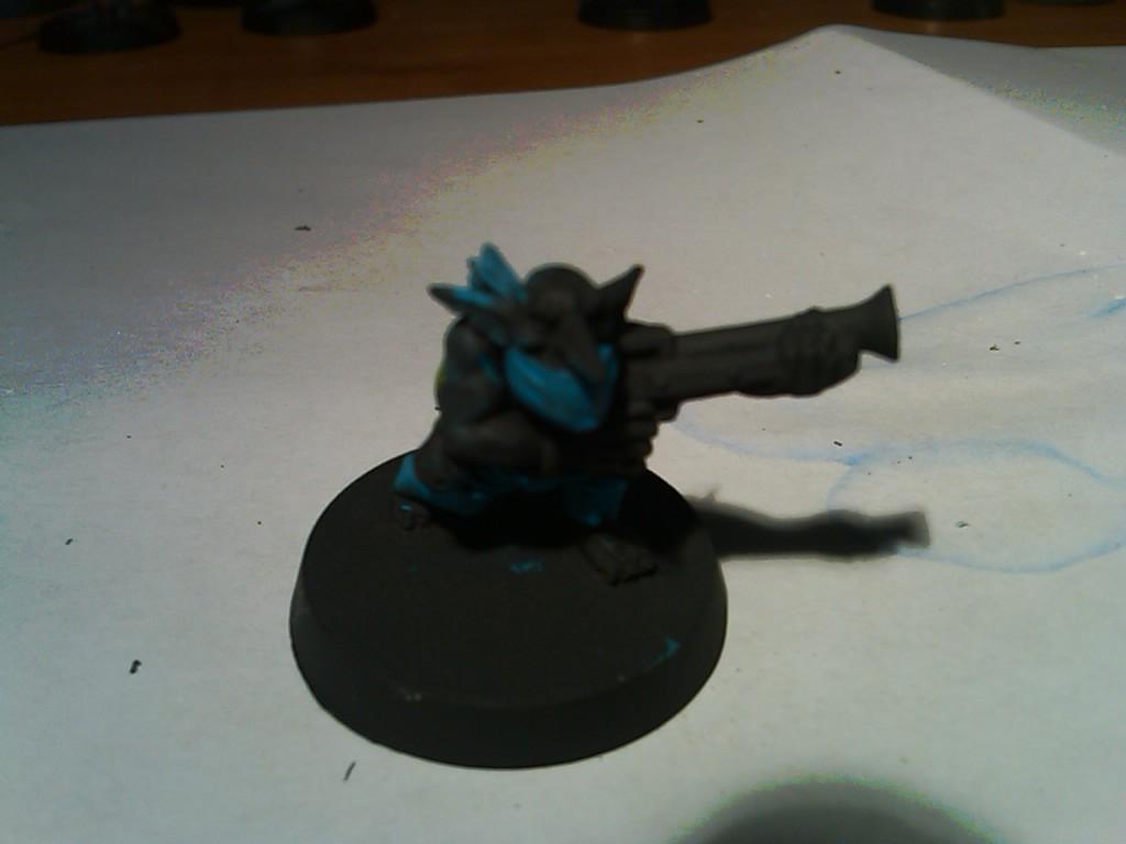 This is all the work I got done today...I like the blue! But can't decide on how to do the skin
