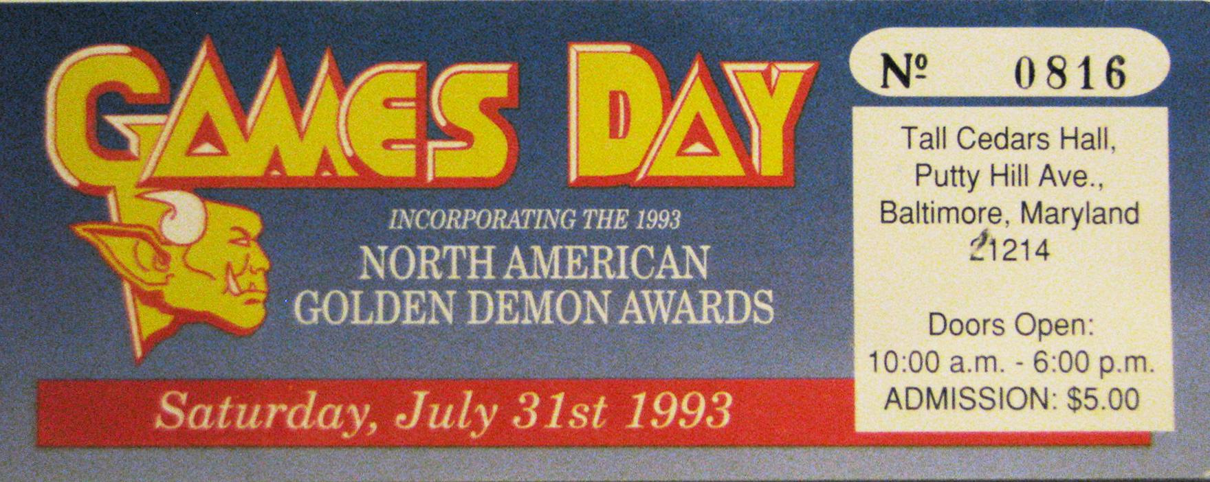 1993, Games Day, Golden Demon, Ticket