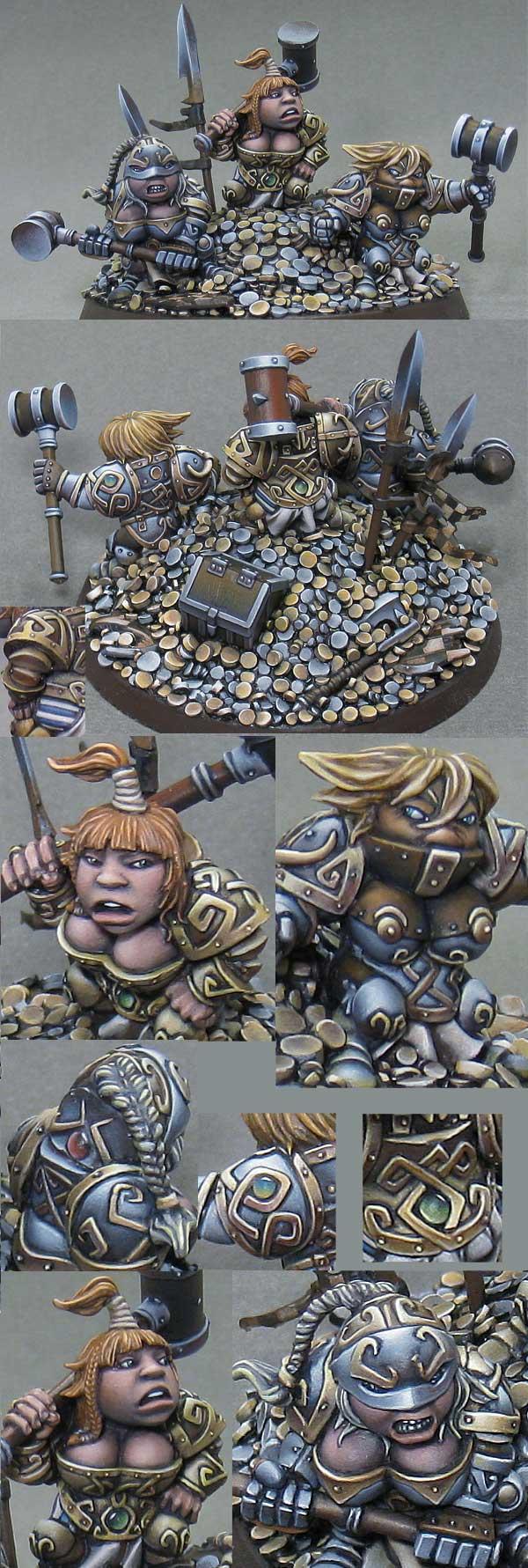 Coins, Dwarves, Female, Girls, Hammer, Non-Metallic Metal, Rackham, Shiny, Treasures, Trophies, Warhammer Fantasy