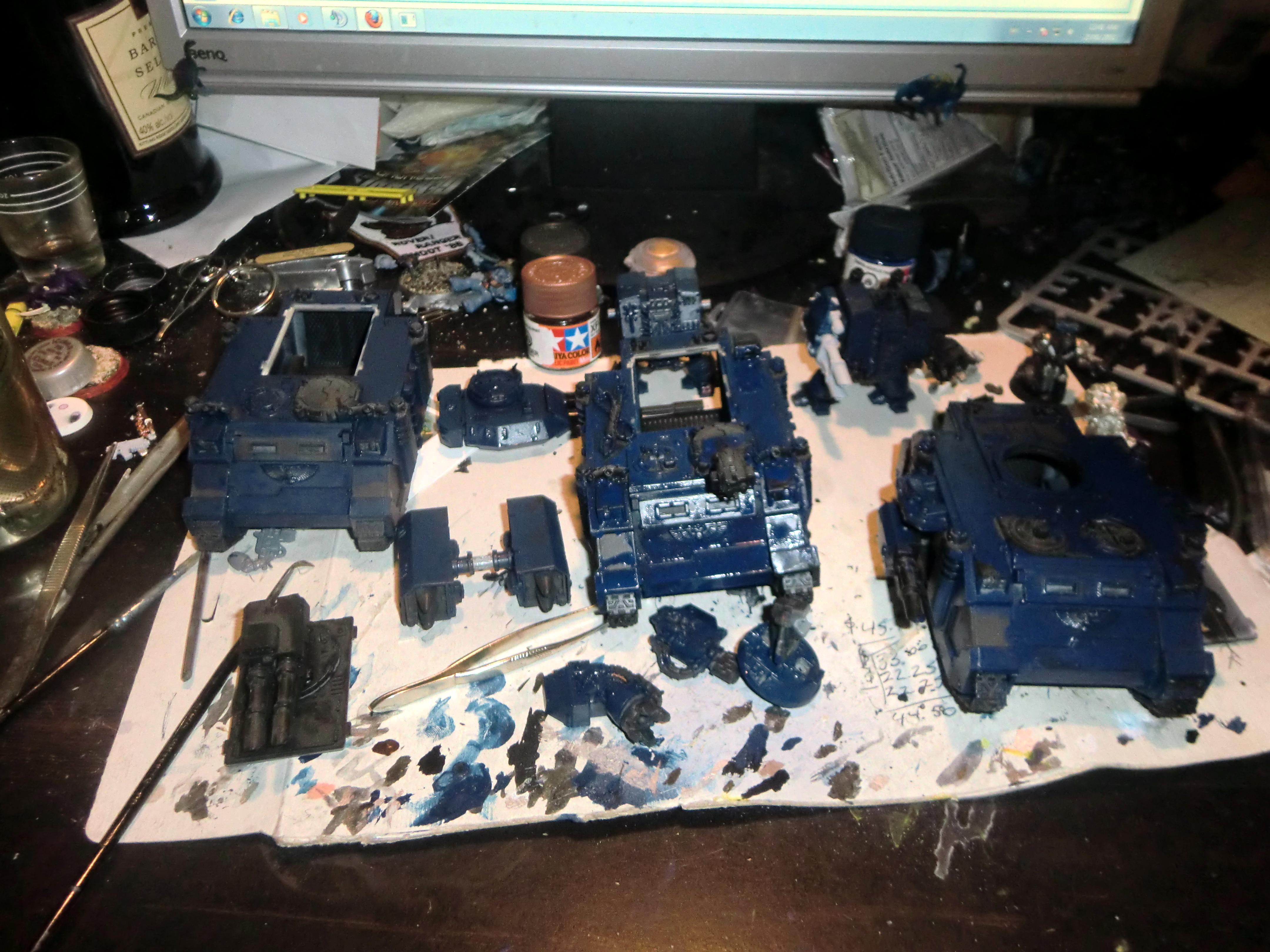 Dreadnought, Predator, Rhino, Space Marines, Warhammer 40,000, Work In Progress