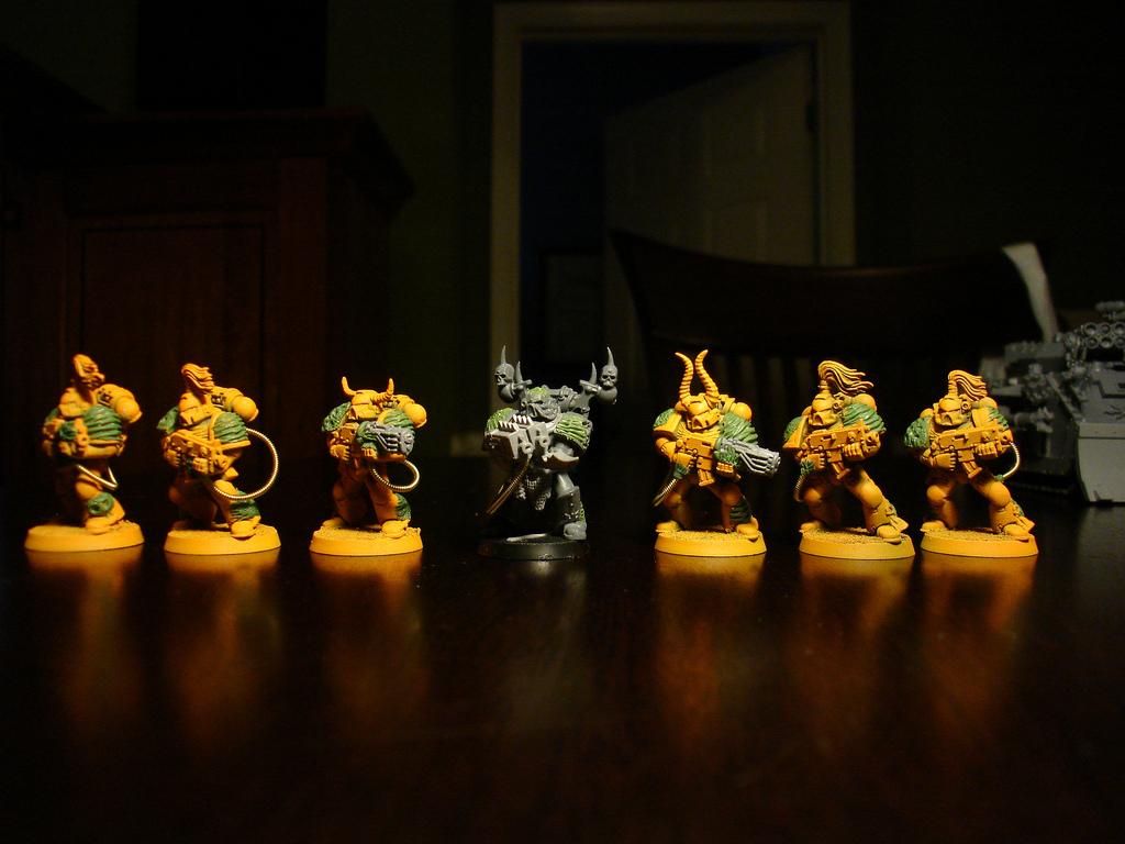 Chaos Space Marines, Daemon Prince, Plague Marines, Predator, Pyre, Rhino, Vindicator