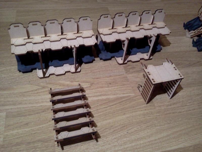 Terrain, Warmill, Stair set and ladder set. These are interchangeable