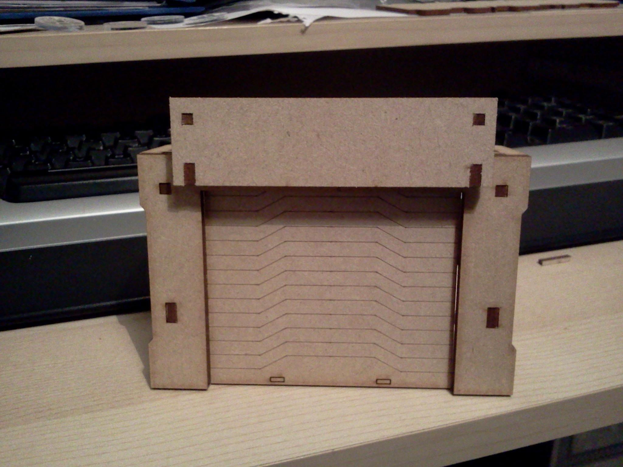 The MDF part of the security checkpoint prototype. The top panel will be an engraved sign, there'll be an option to customise the sign with your own propoganda, logos, labels etc