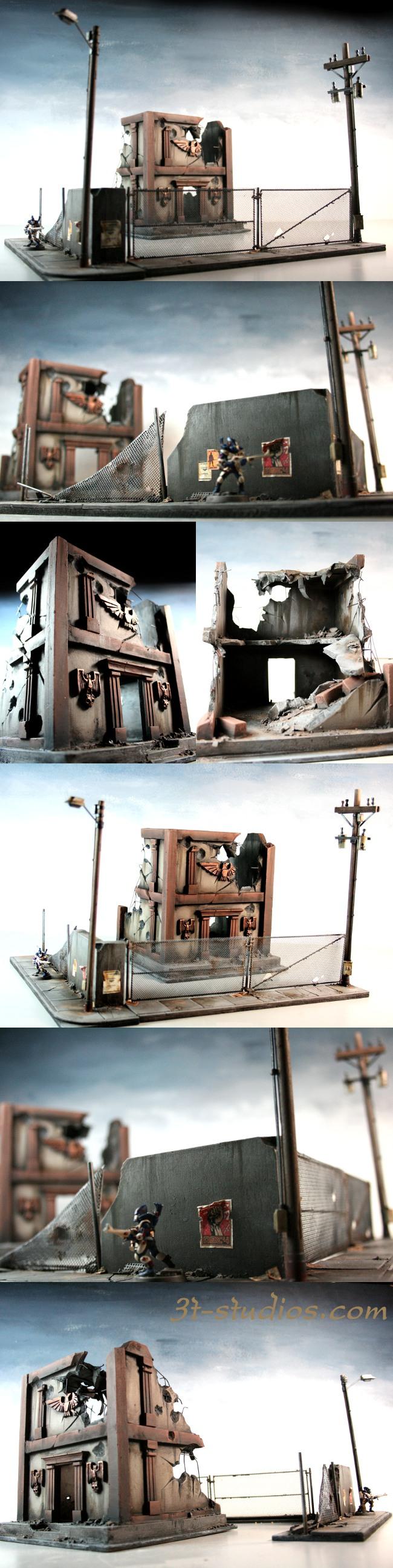 3 Piece Urban Set, 3-t Studios, Fence, Infinity, Ruins, Set, Terraformer, Terrain, Urban, Warhammer 40,000