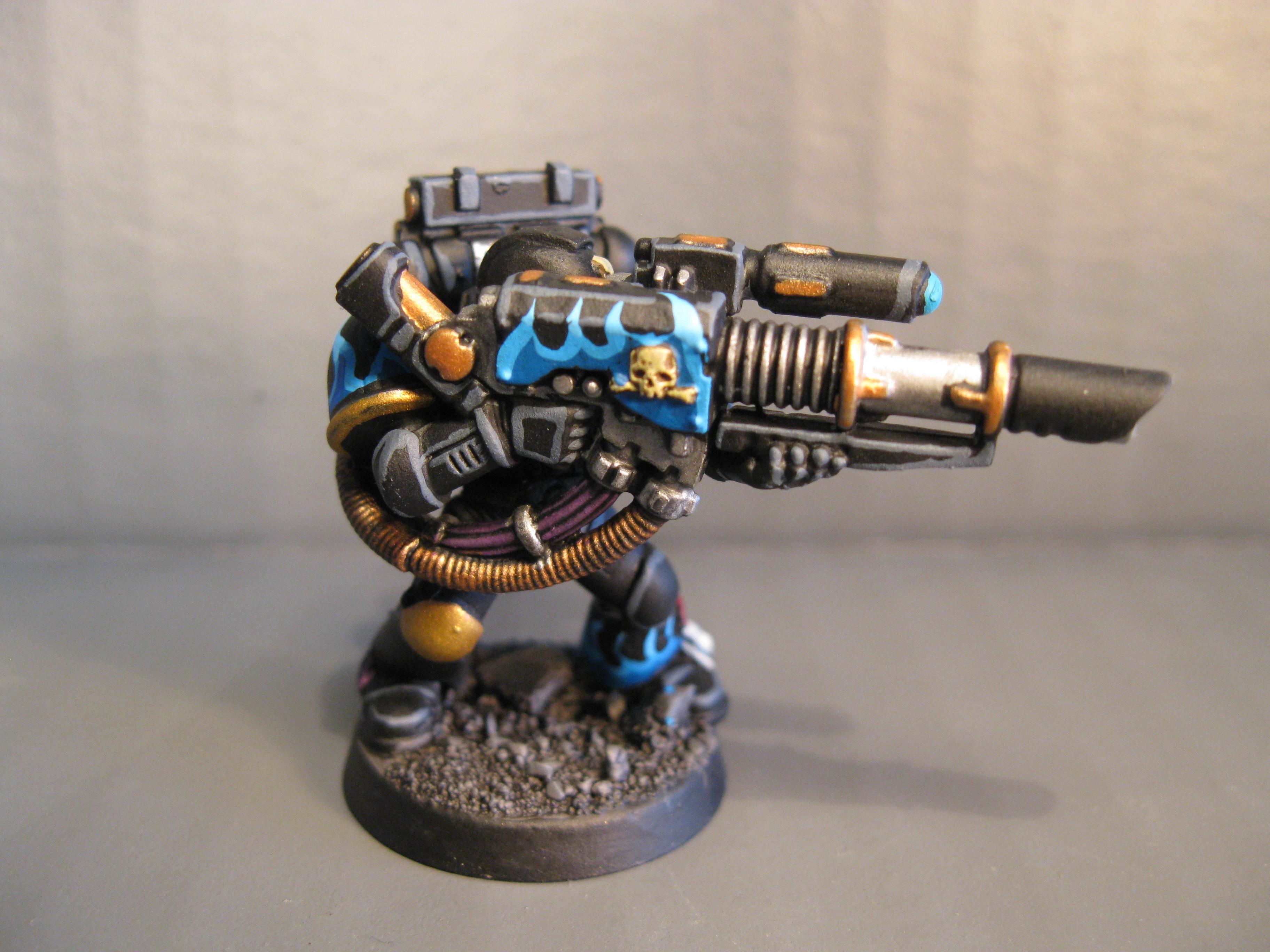Blue Flames, Freehand, Pro Painted, Space Marines, Warhammer 40,000, Weapon