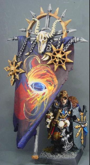 Banner, Chaos, Chaos Wariors, Pro Painted, Rpg, Standard Bearer, Warhammer Fantasy, Warriors Of Chaos, Wfb, Woc