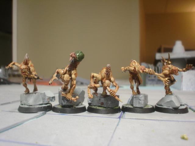 My Ur-Ghuls, which are simpily Crypt ghouls with green stuff stitching their eyes shut. ( nOte the tribute to my IG Playing friends)