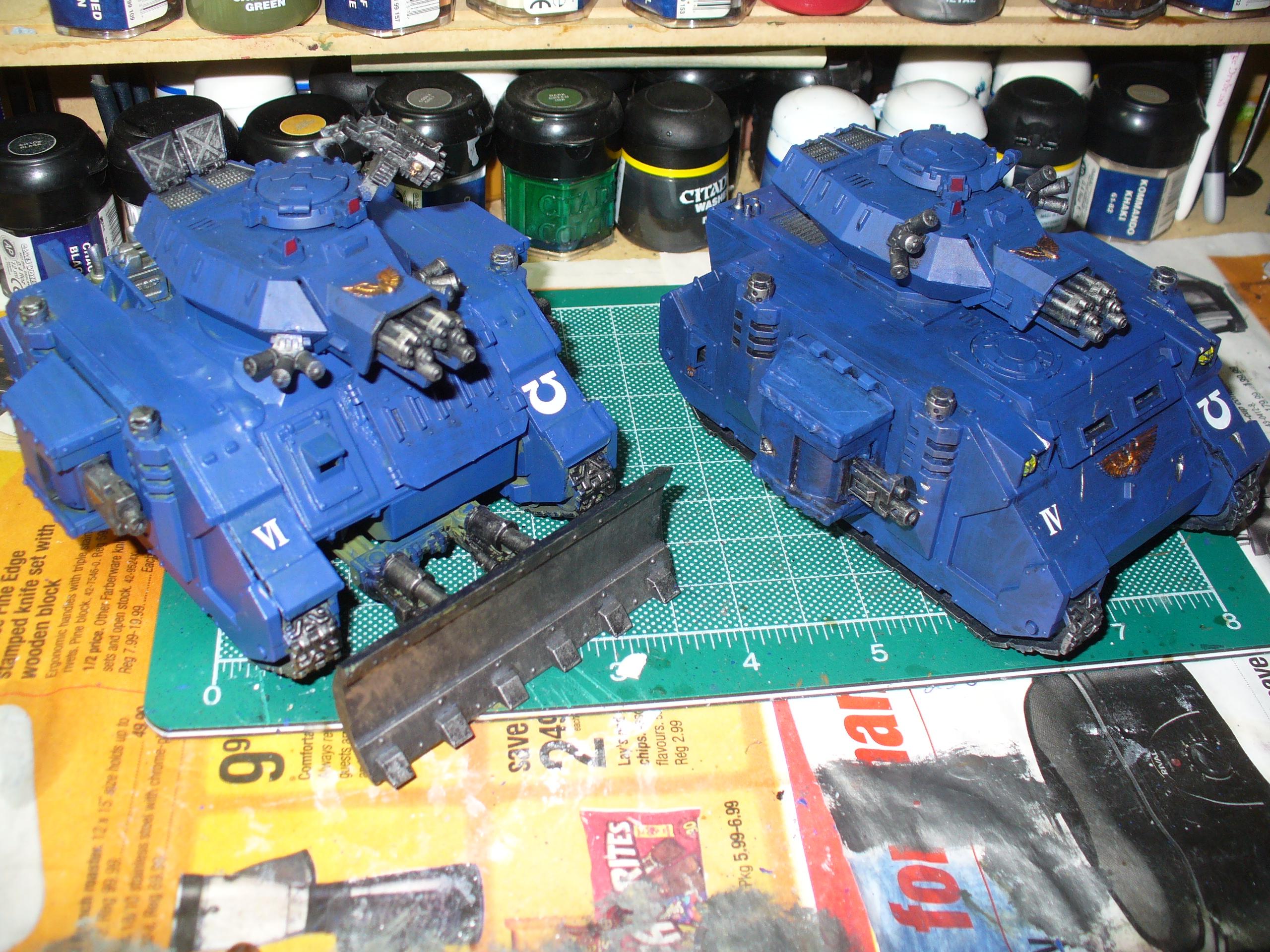 Some blue Baal Predators to run my BA list, fast tanks are just great! The Dozer blades were inneffective the last game (at least 2 immobilized results from terrain), not wasting points on them again anytime soon