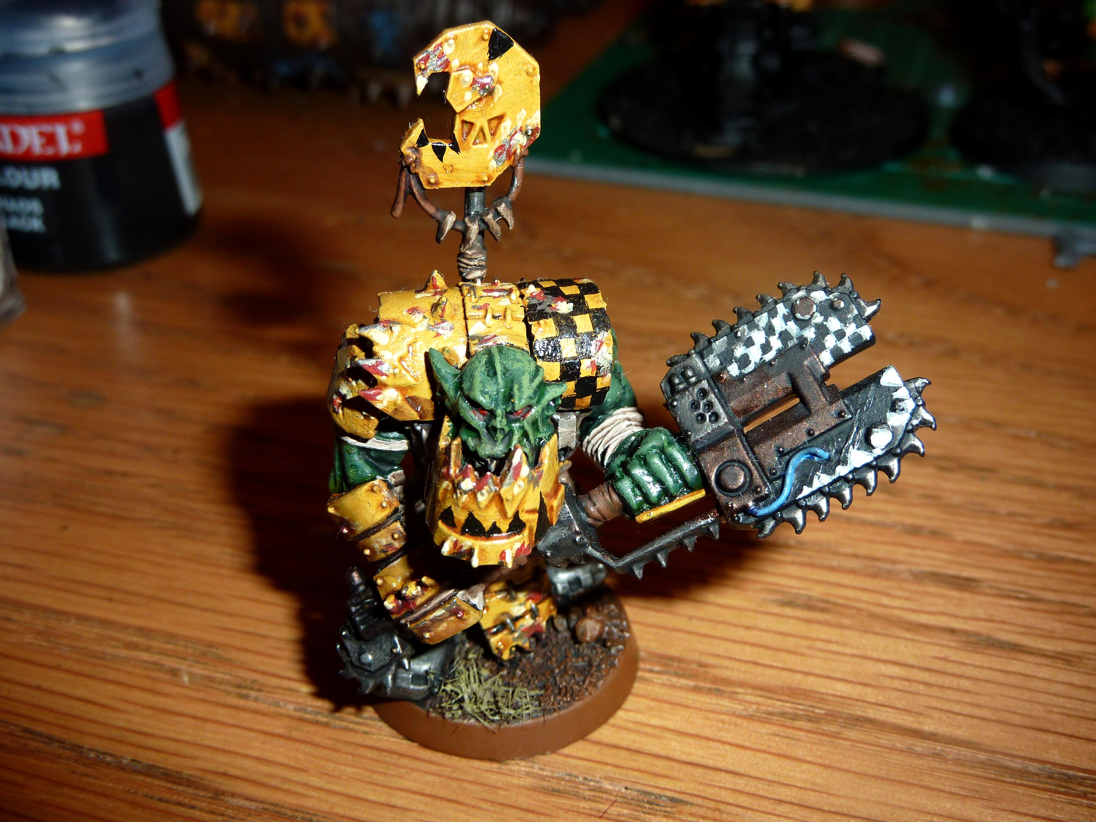 Bad Moons, Boss Pole, Chain Axe, Nob, Orks, Warhammer 40,000