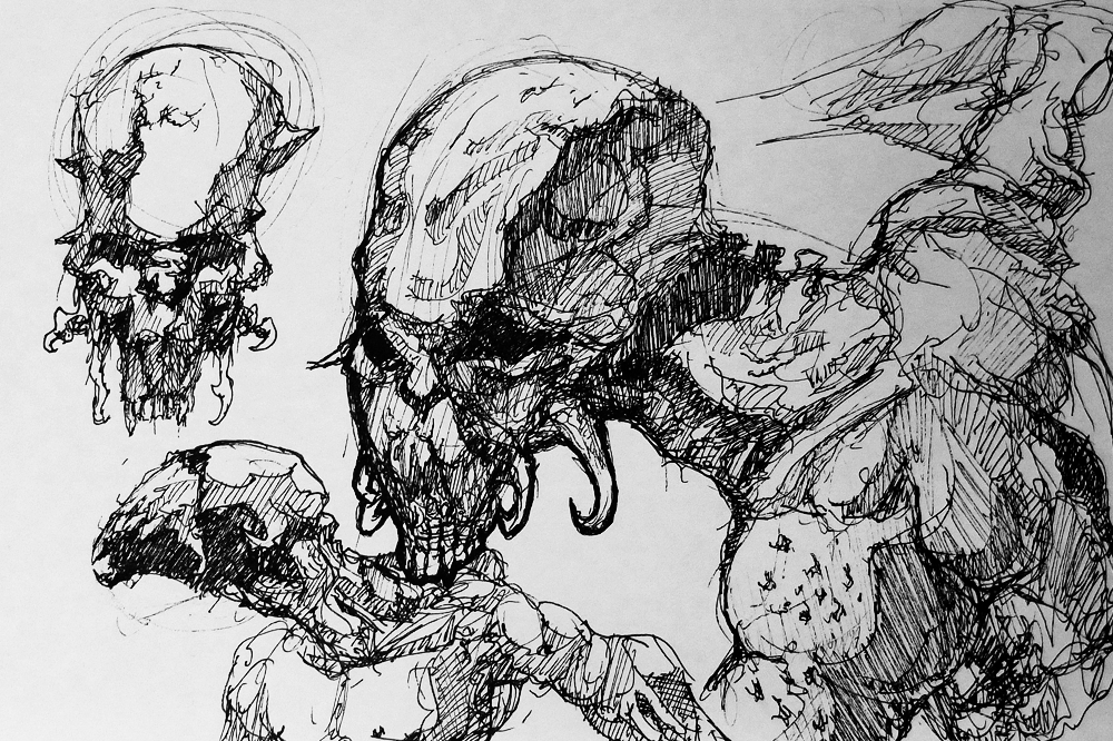 More random demons. This guy doesn't have a lower jaw, poor chap. I think it would look sweet if it was really big, towering over marines. Something along the lines of those giant Tomb Kings guys