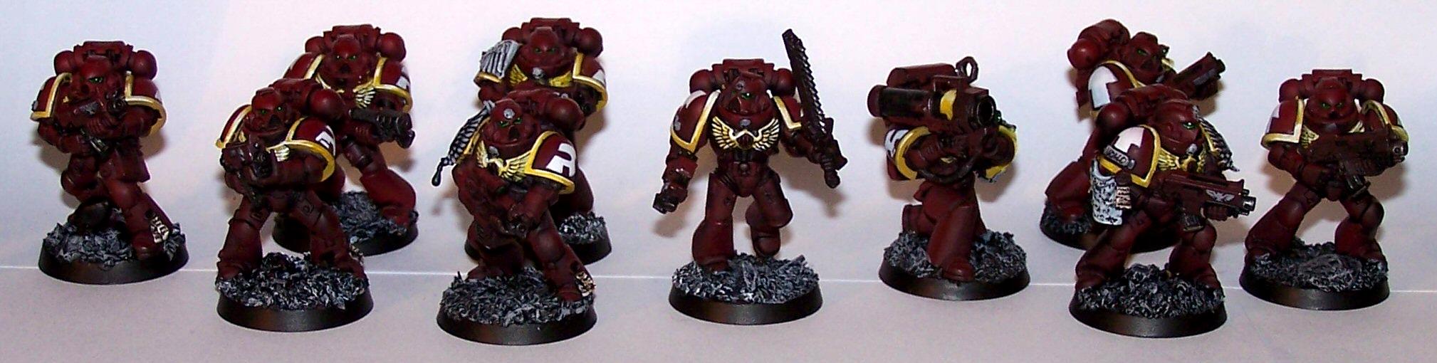 Emperor's Wings, Flamer, Missile Launcher, Rubble Bases, Serg, Sergeant, Space Marines, Tactical Squad