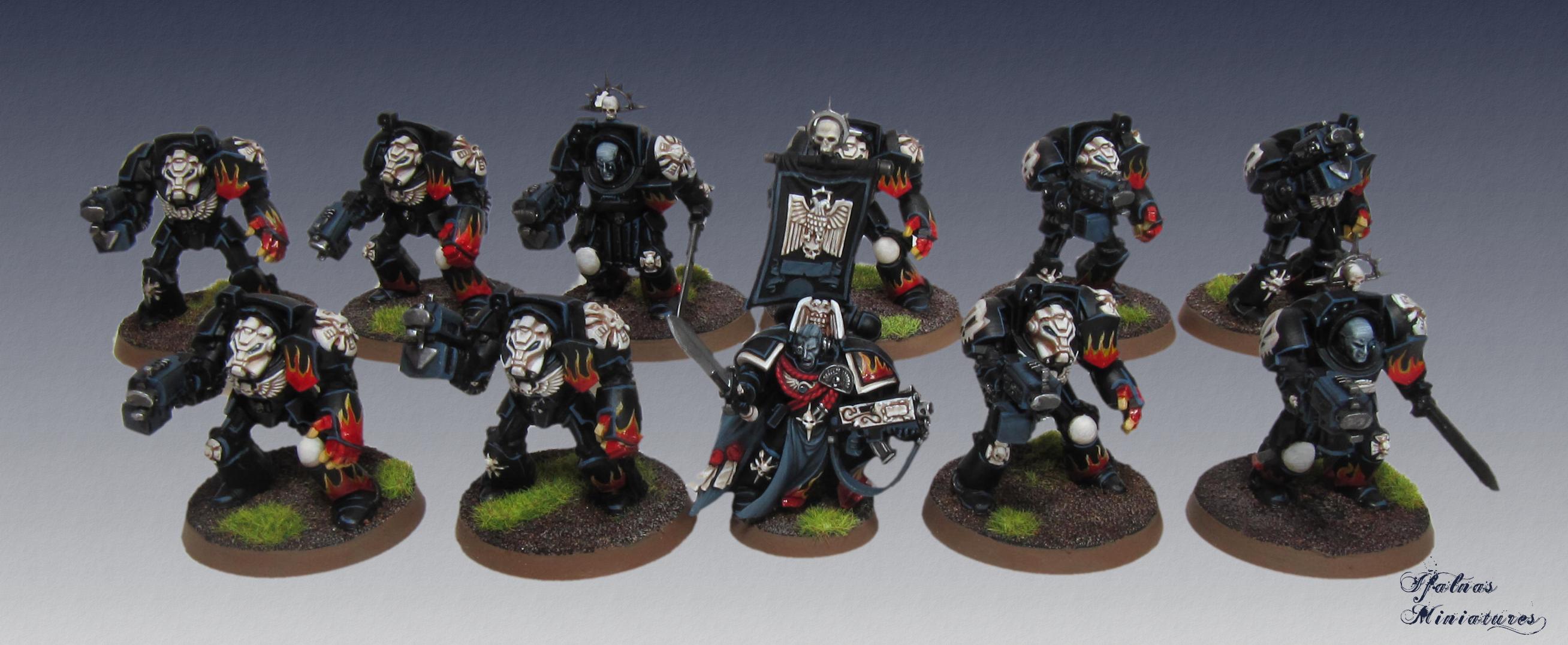 Black, Flames, Legion Of The Damned, Terminator Armor, Warhammer 40,000, Warhammer Fantasy