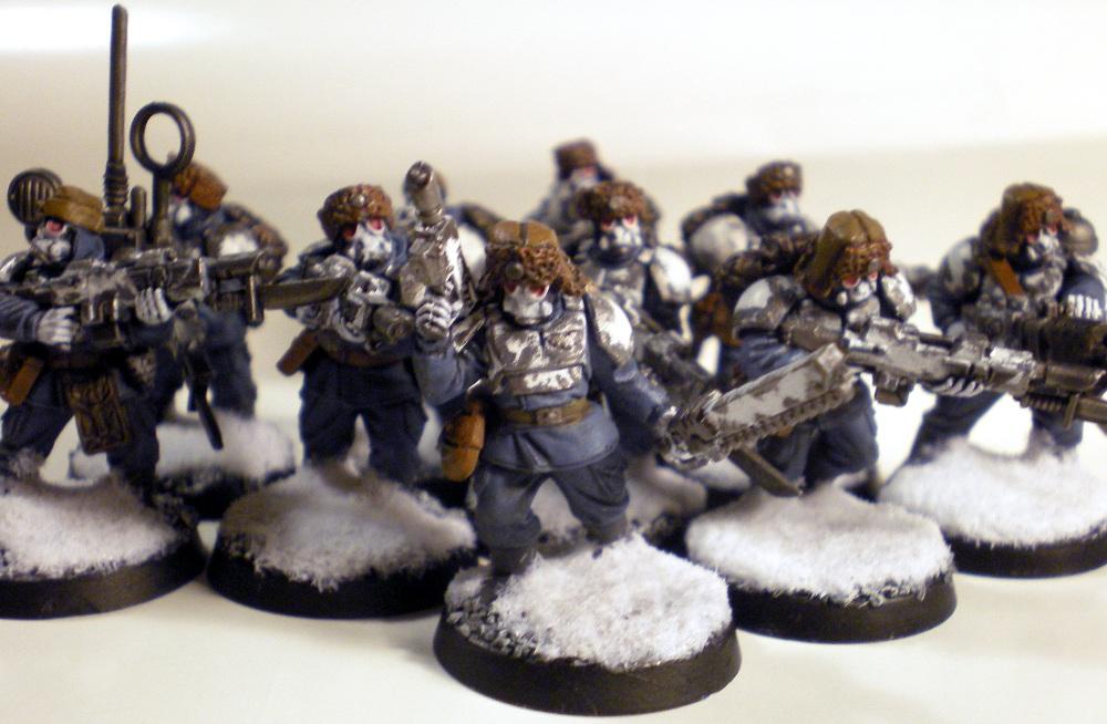 Imperial Guard, Pig Iron Heads, Snow Bases, Warhammer 40,000
