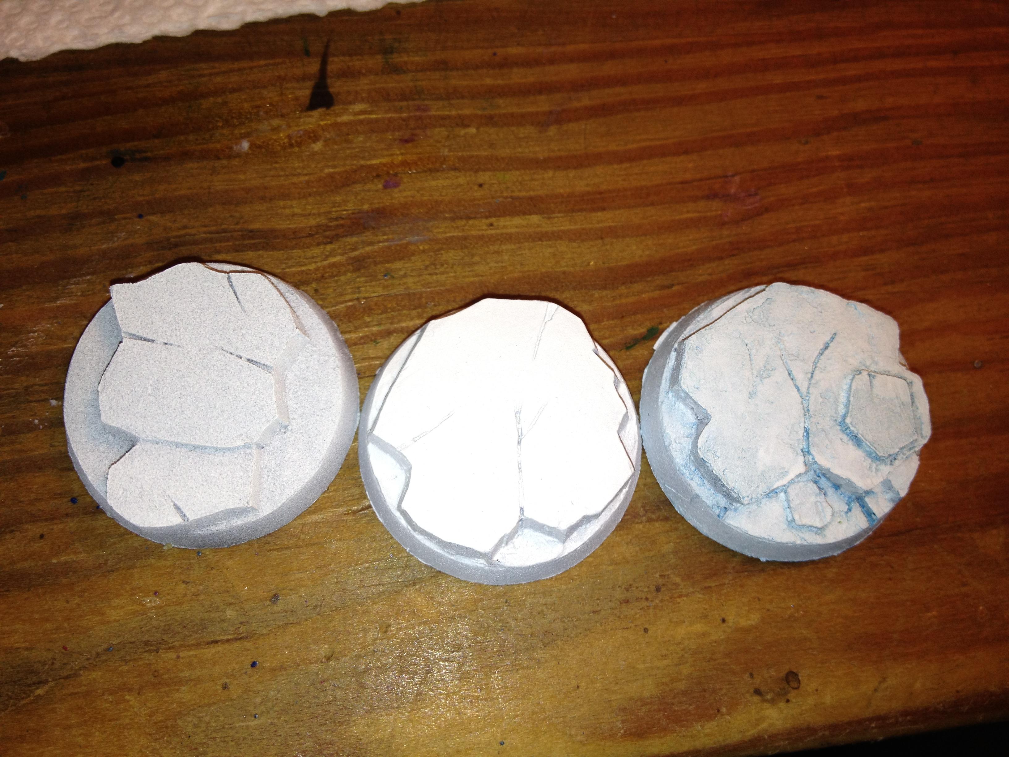 From left to right, Primed, Painted White, Washed