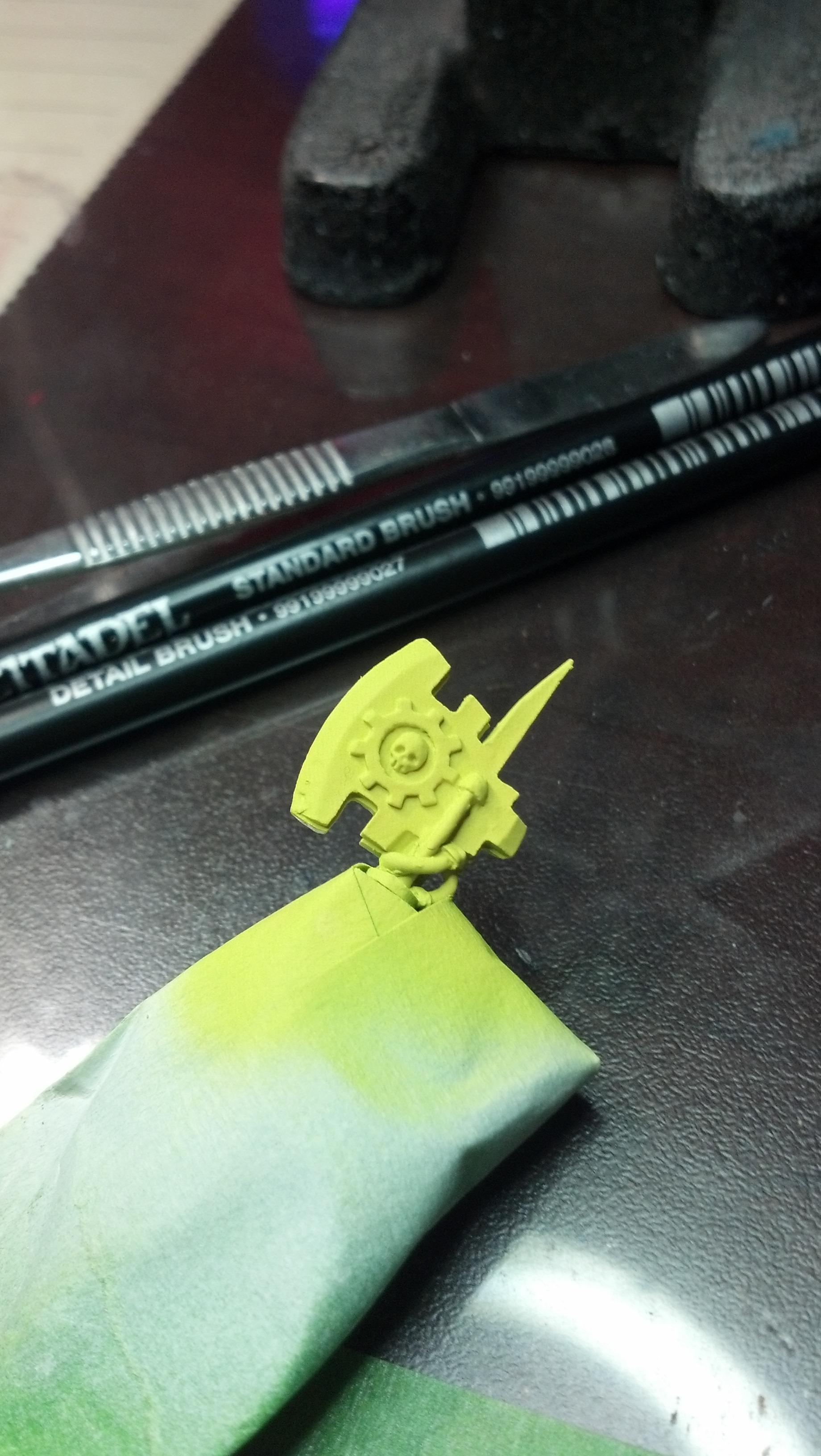 I started by base coating it white, and then a layer of Sunburst Yellow