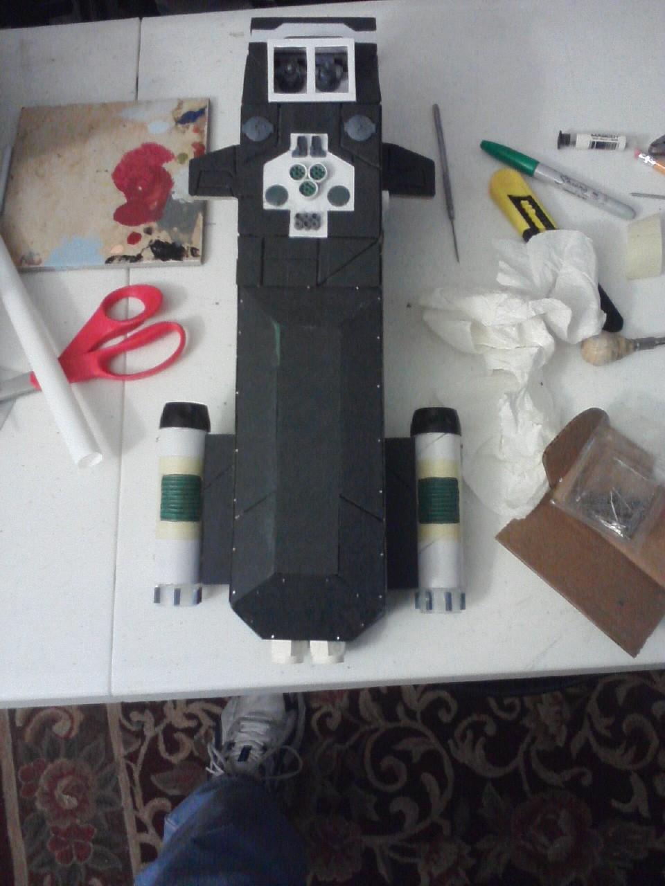 A top down photo of the body with both engines attached
