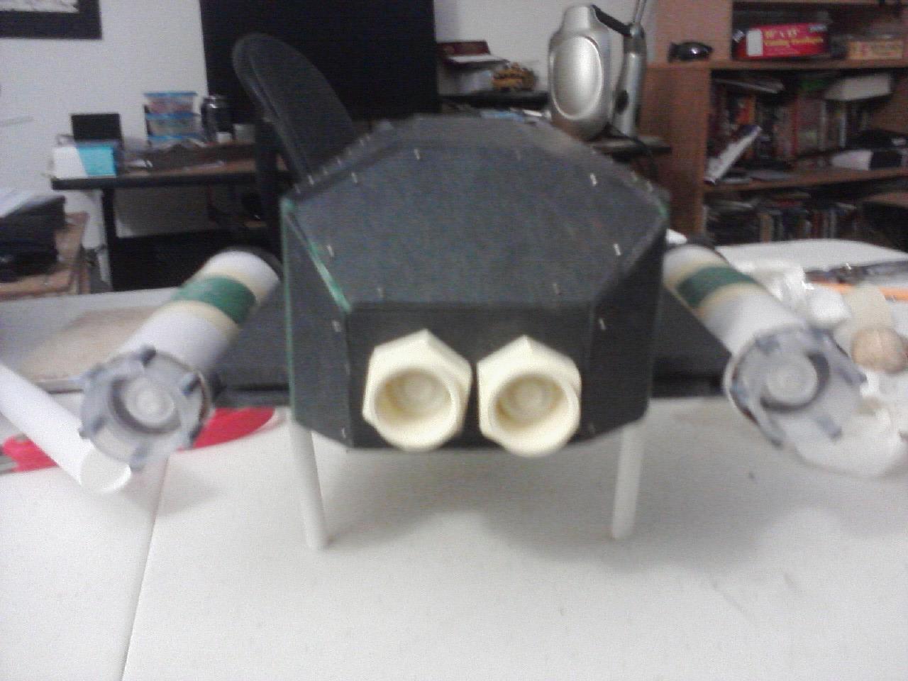 This is a rear view of the Thunderhawk showing the four engine nozzles