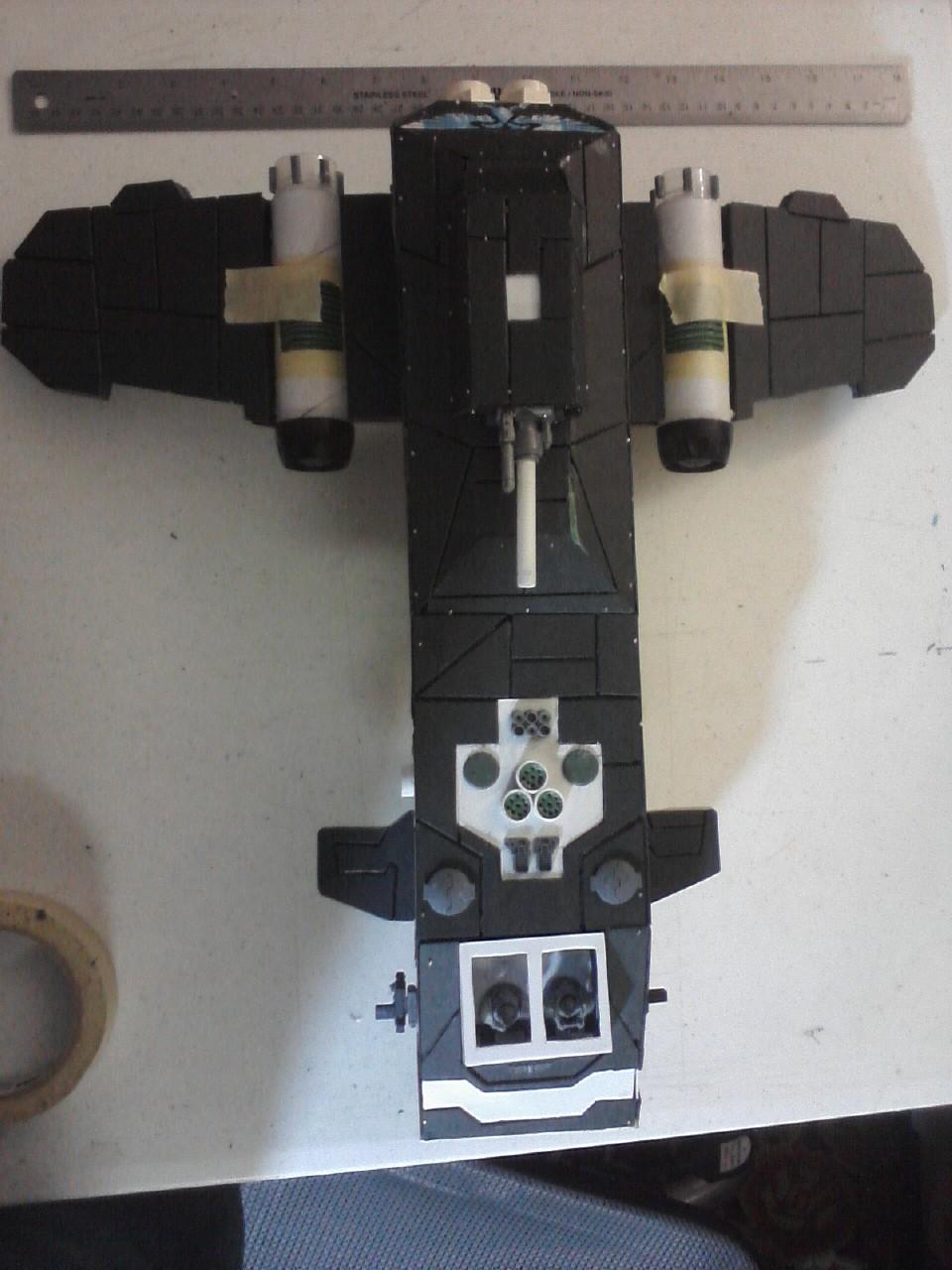 This is a top down view with a metal ruler in the back ground.  (18 inches)
