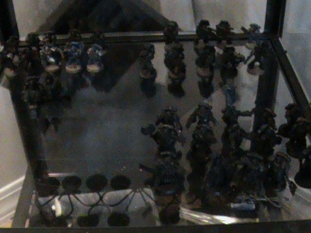 Tactical squad, two Devastator sqauds, and the Mk I and Mk II vets in the front all primed and ready for more blue