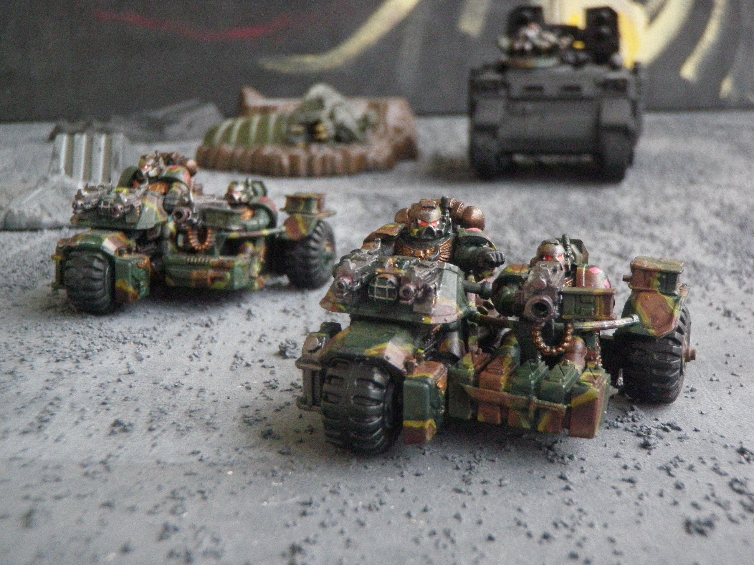 Assault Bikes, Bike, Camouflage, Heavy Bolter, Pointing Finger, Space Marines