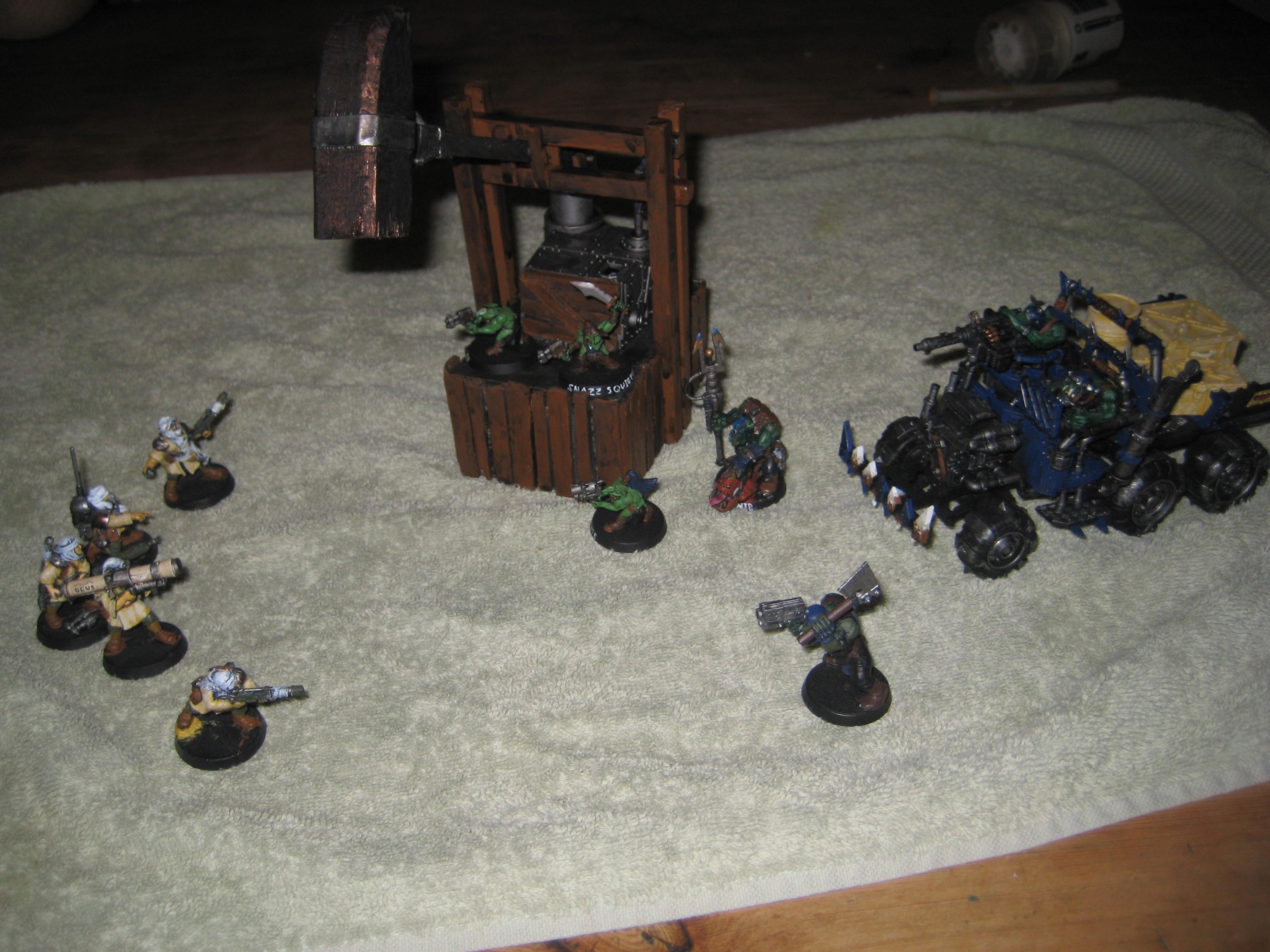 The battle escalates into a Tallarn Imperial Guard raid on the ork defenders! For The Emperor!!!!