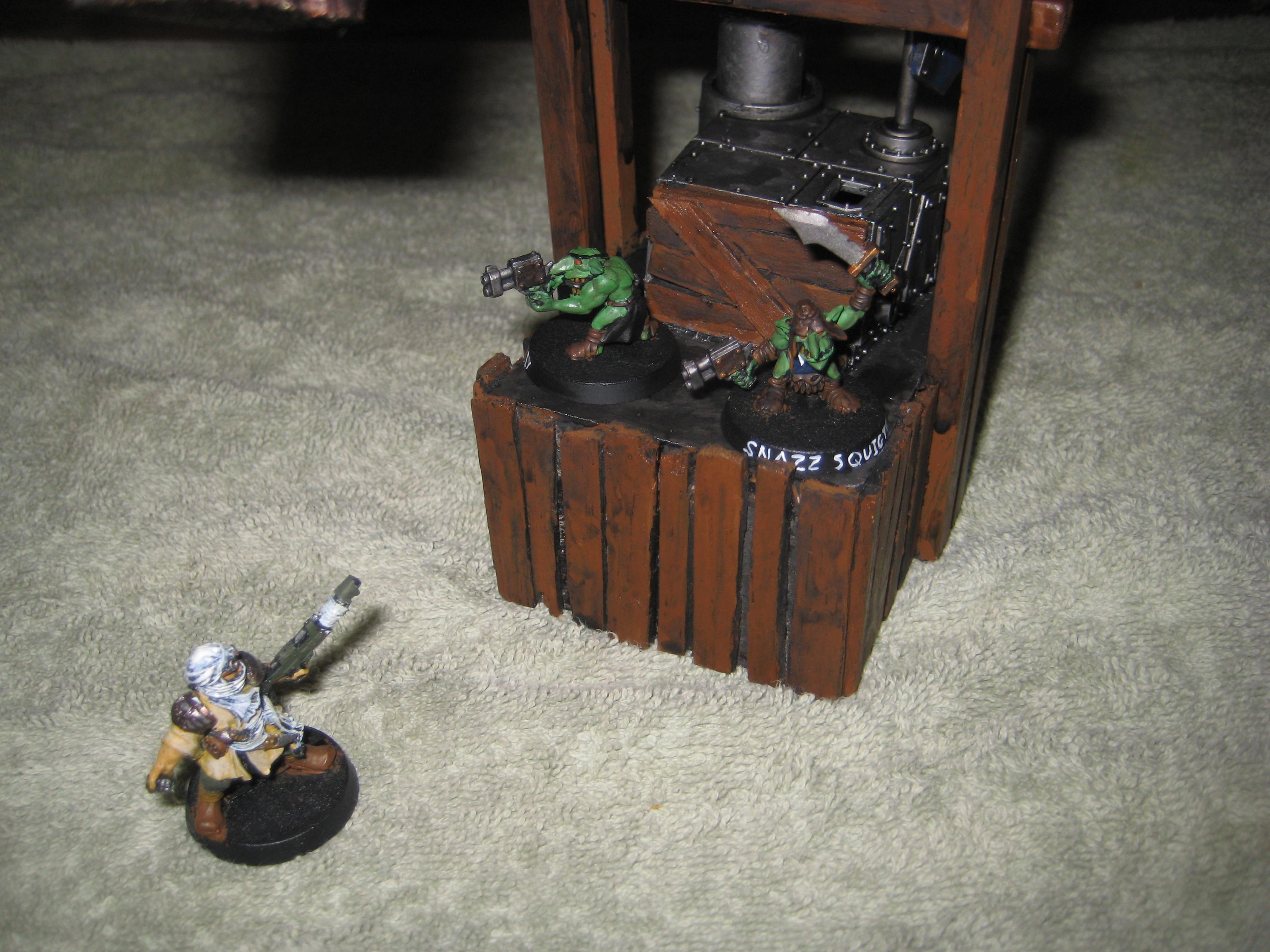 A lone grenadier assaults the grot engineers
