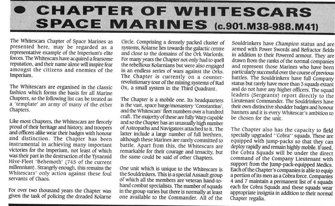 Rogue Trader, Whitescars