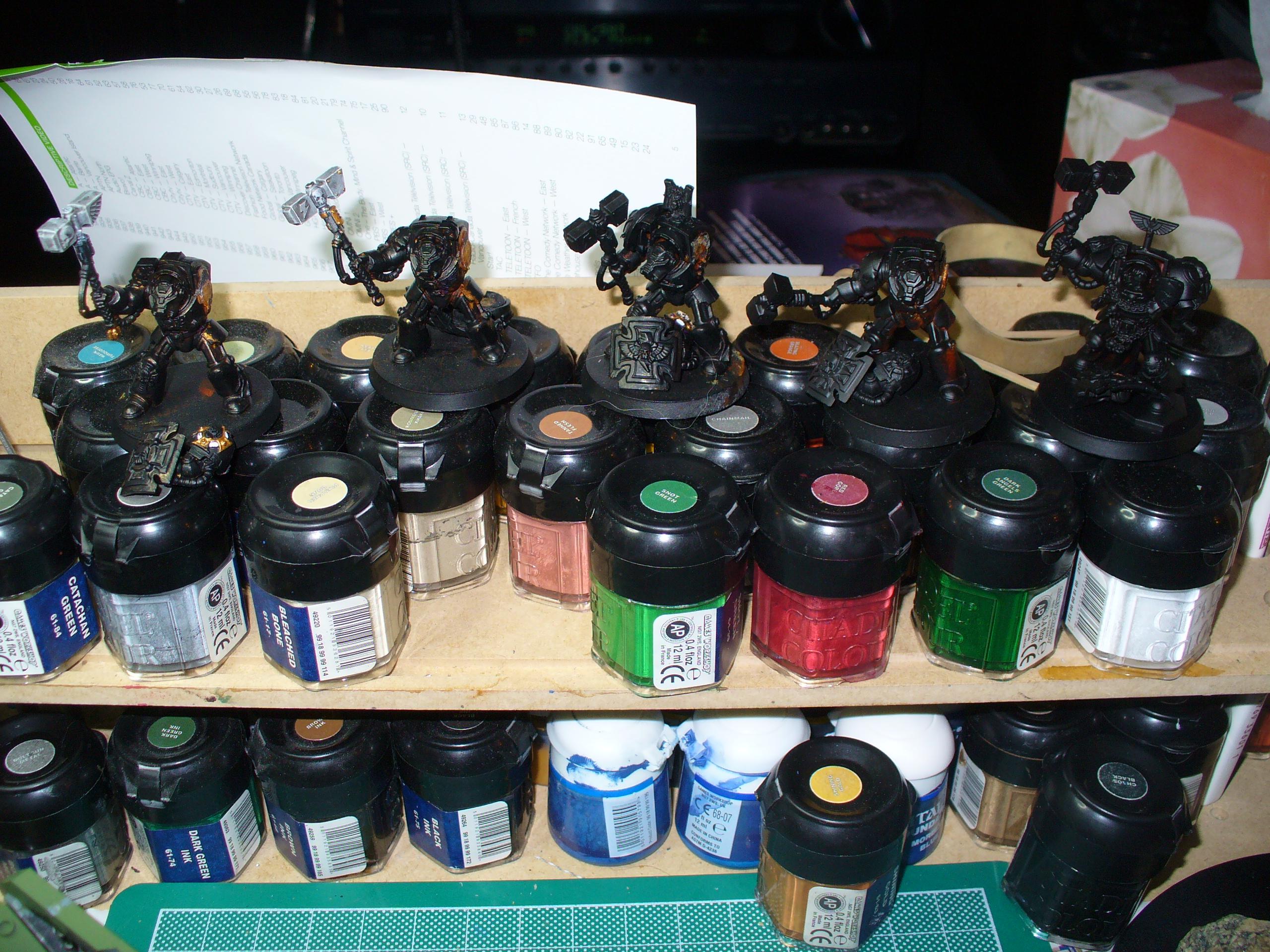 A before shot with black basecoat applied, some of the Thunder Hammers were done already