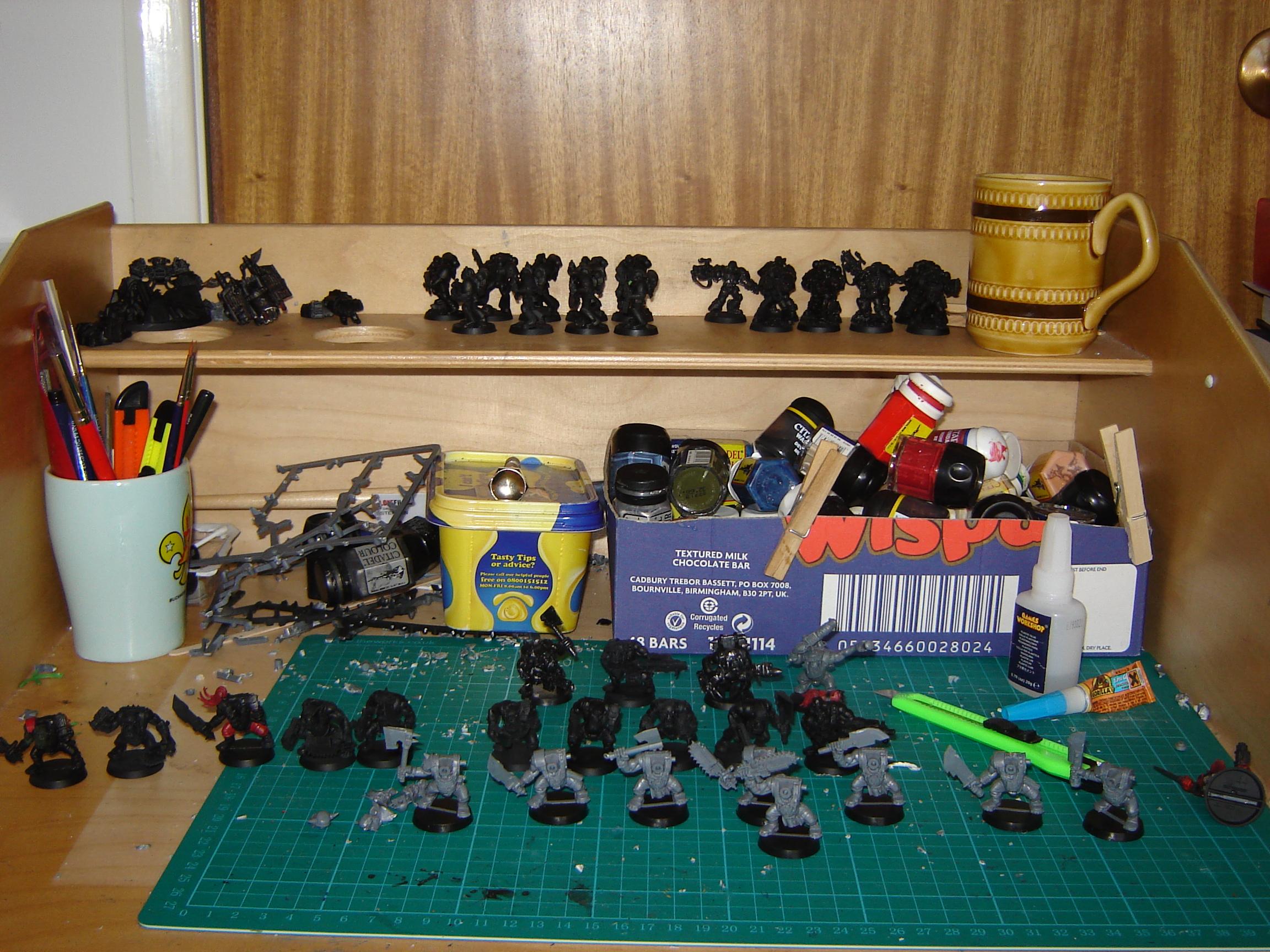 Desk Cleared of all but unpainted models